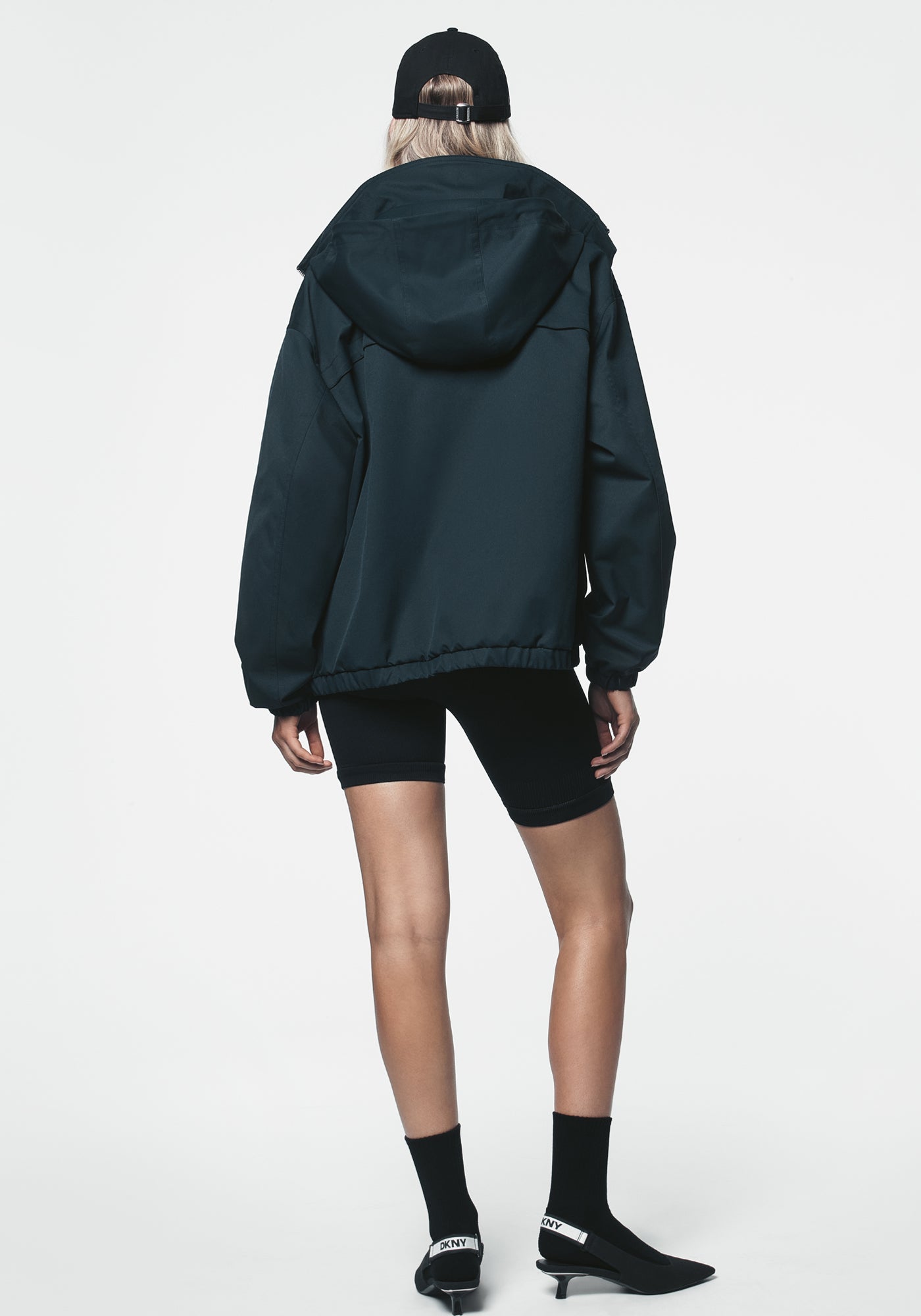 Dark Navy HIGH COLLAR BOMBER JACKET WITH HOOD, VIEW 2 | Jackets & Blazers