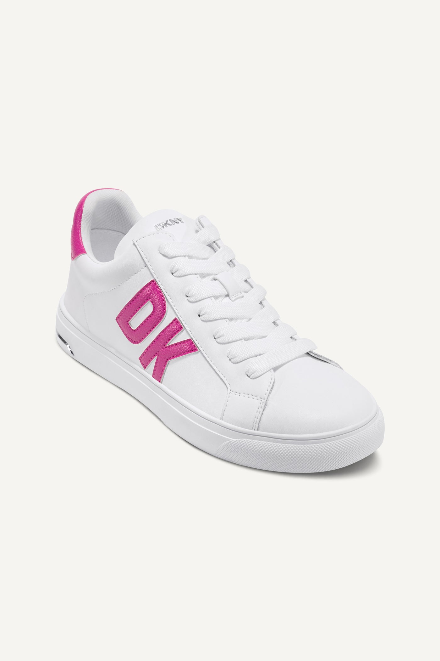 WHITE/PINK ABENI LOGO LOW TOP SNEAKER, VIEW 2 | Sneakers