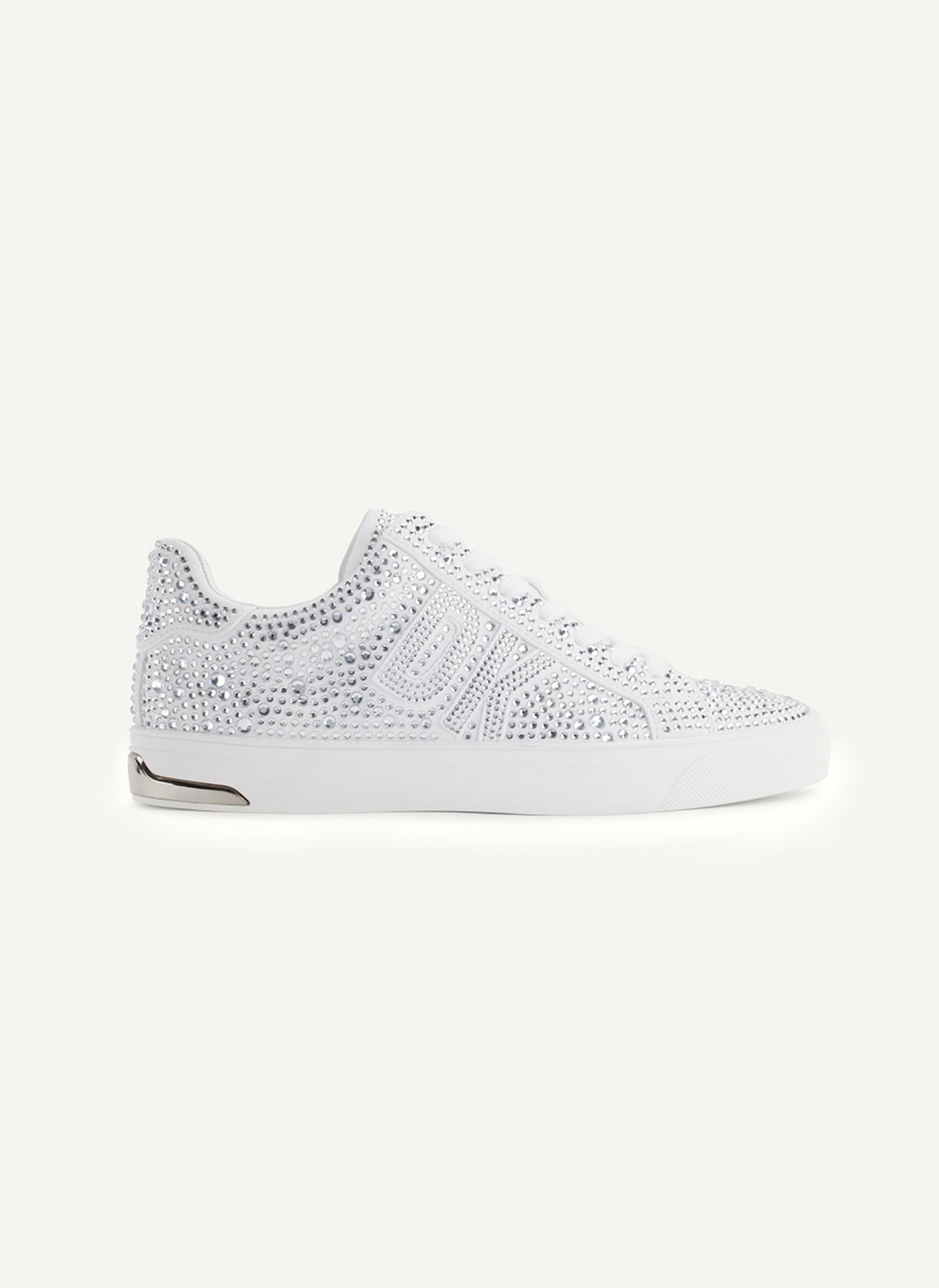 DKNY ABENI RHINESTONE LACE UP SNEAKER,White