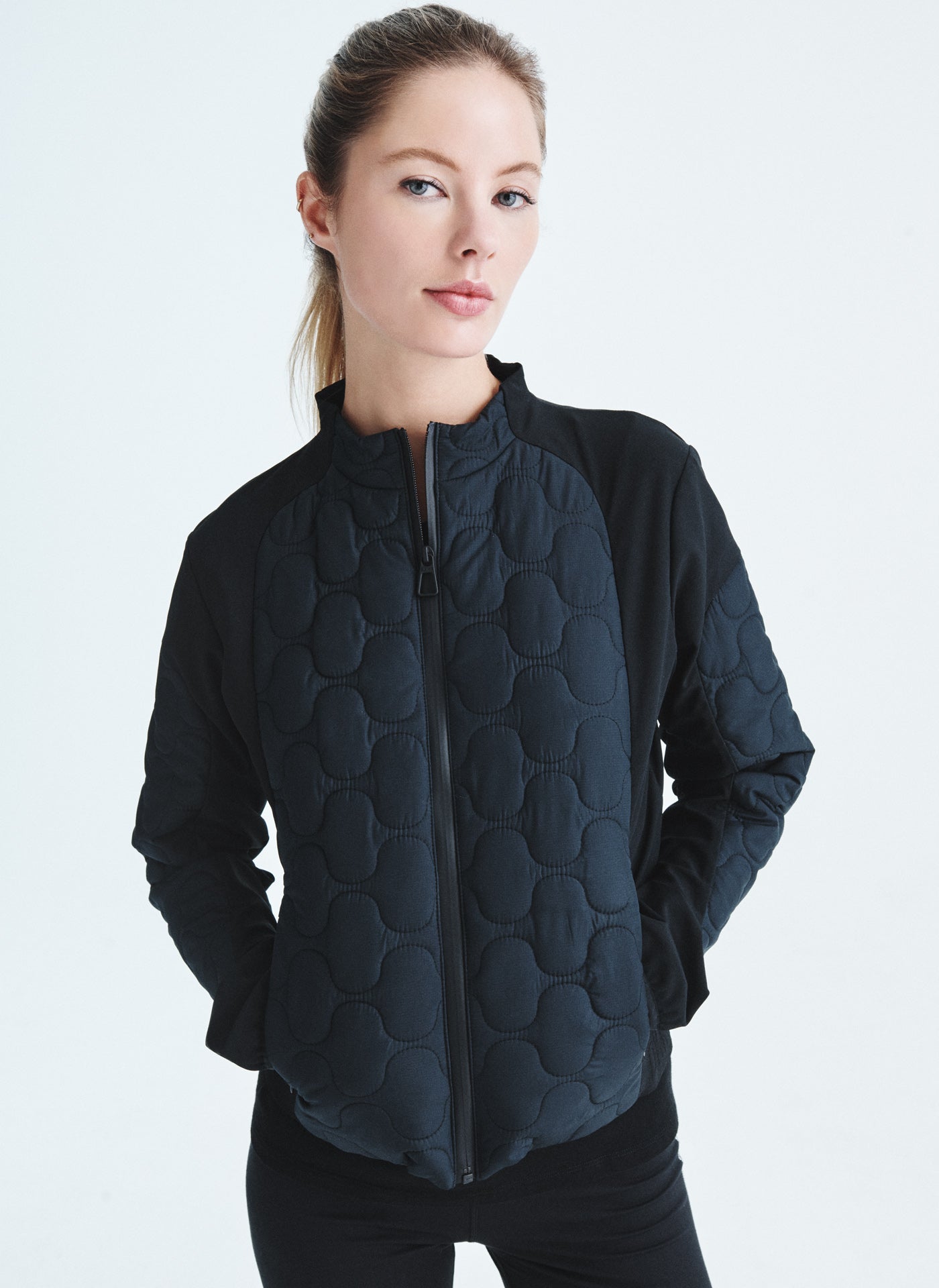 DKNY RIP STOP QUILTED JACKET,Black