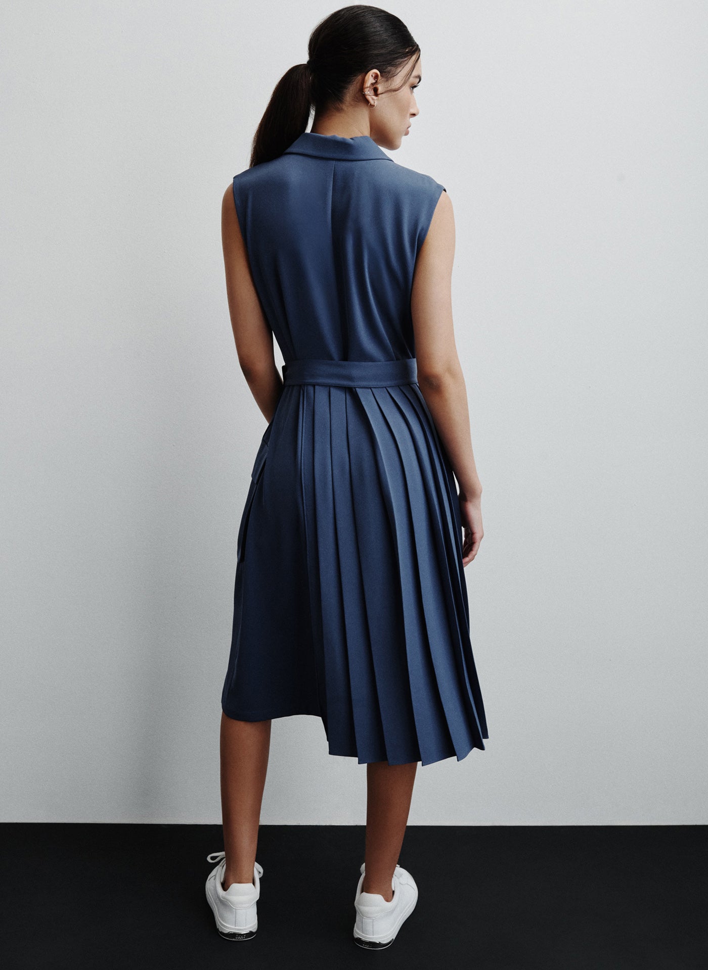 PLEATED DRESS WITH CARGO POCKET