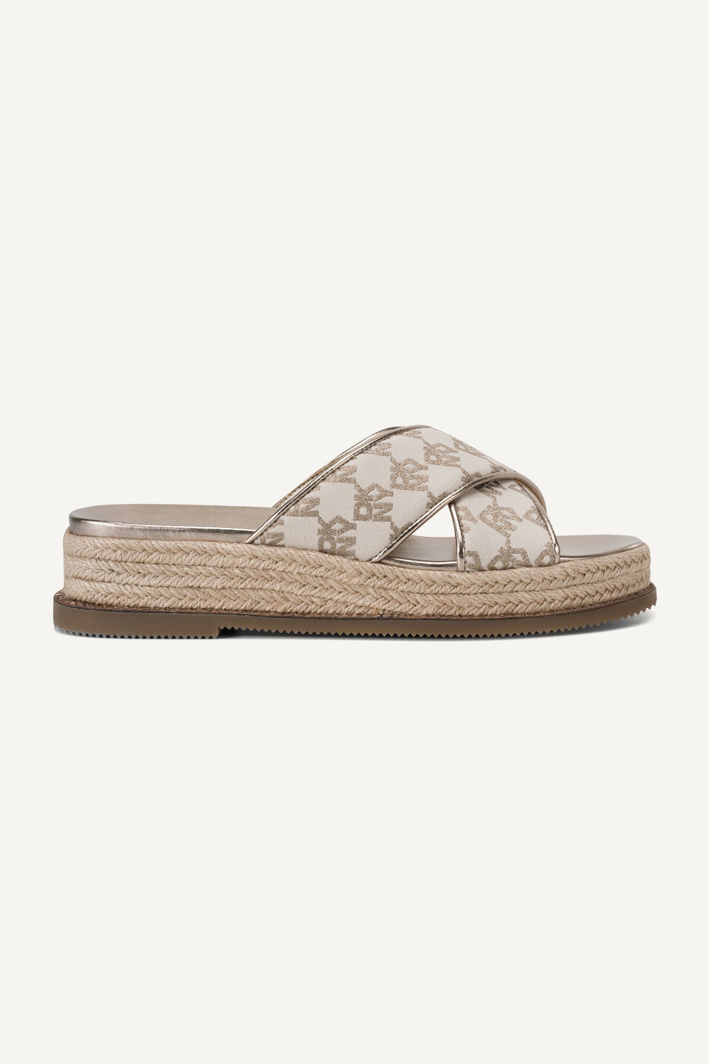 TAN BERRIS X BAND SANDAL, FRONT VIEW | DKNY Promo