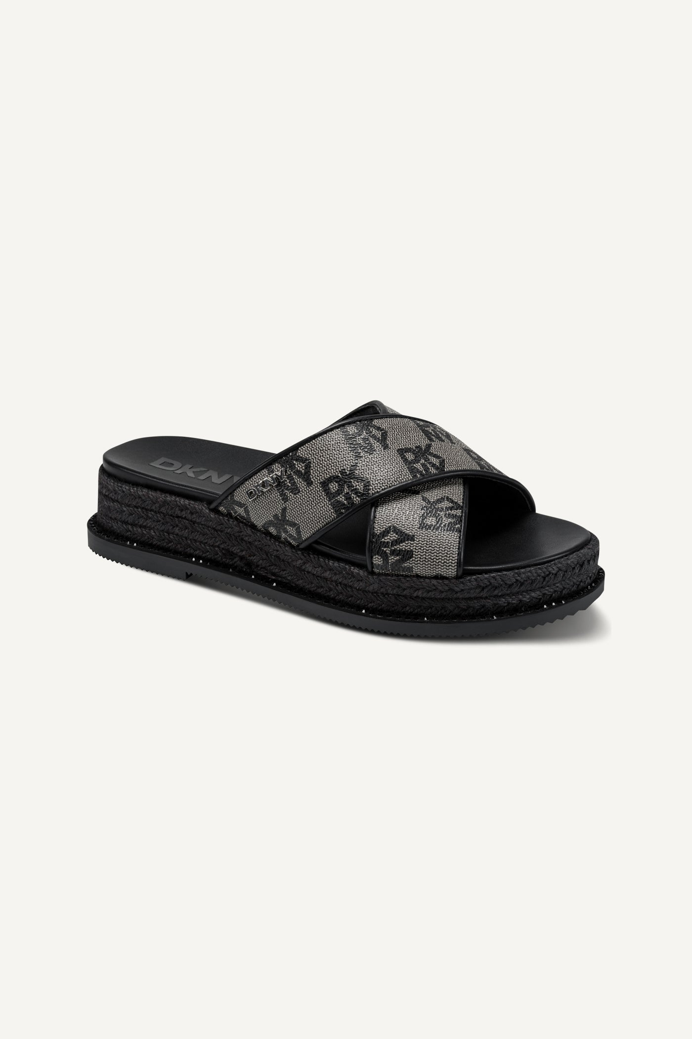Black BERRIS X BAND WEDGE ESPADRILLE, VIEW 2 | Sandals