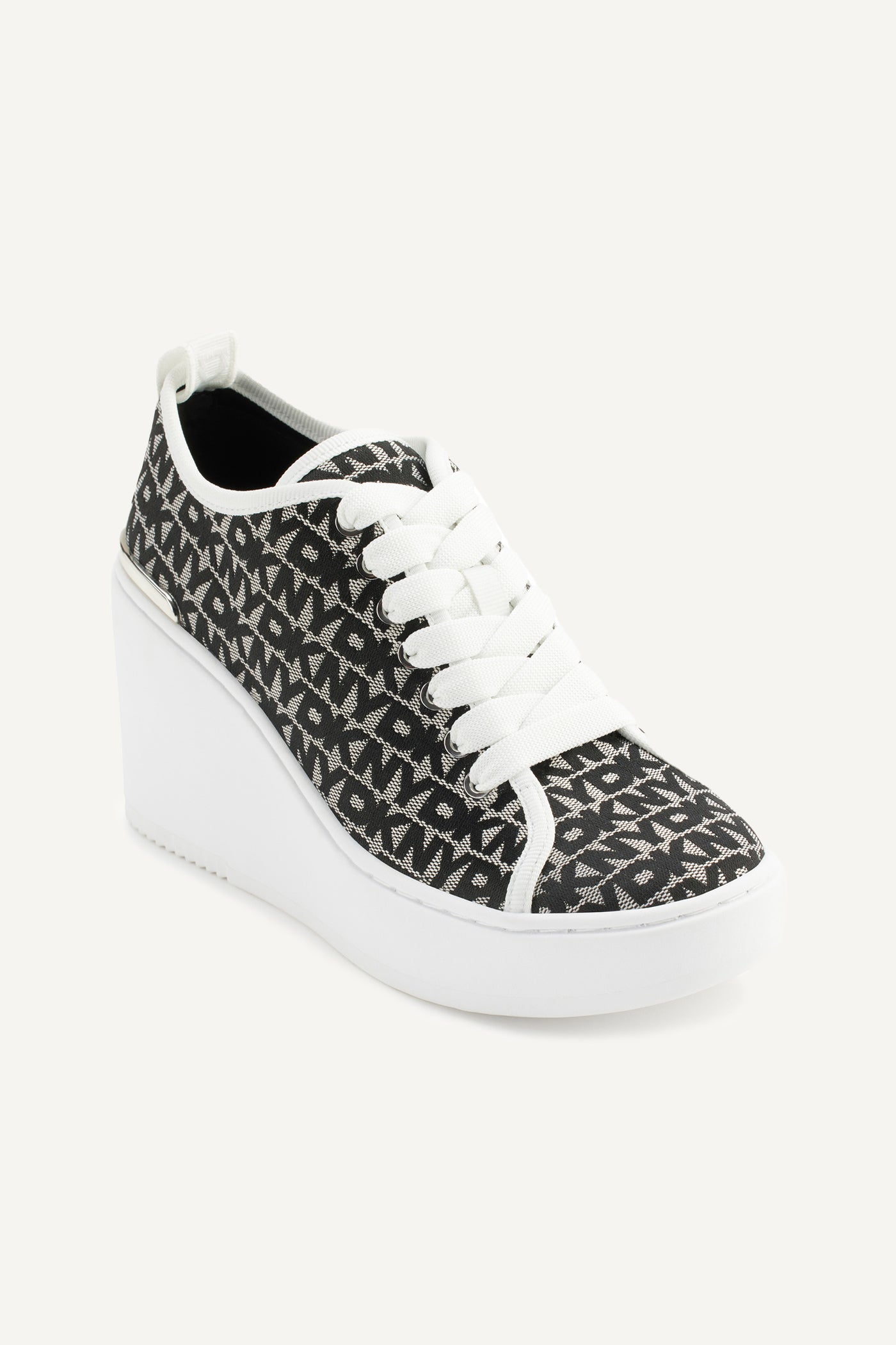 White BYLA LACE UP WEDGE SNEAKER, VIEW 2 | Not Clearance or Preorder