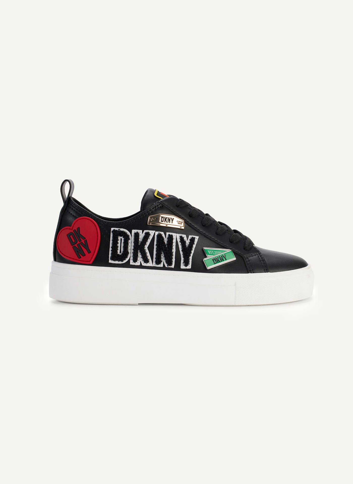 DKNY COREEN CITY SIGNS LACE UP SNEAKER,Black