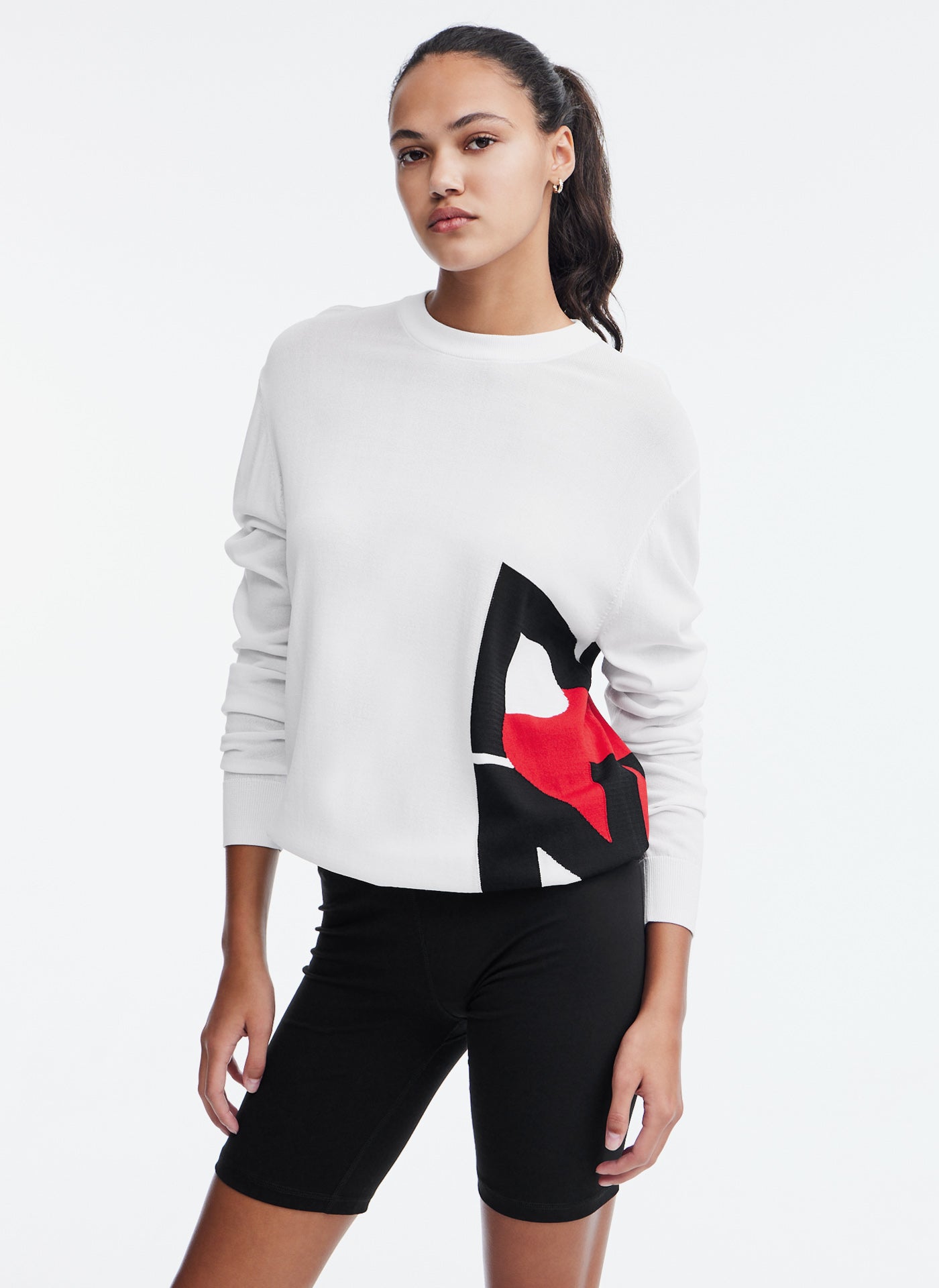 DKNY SWEATER WITH SIDE LOGO,White