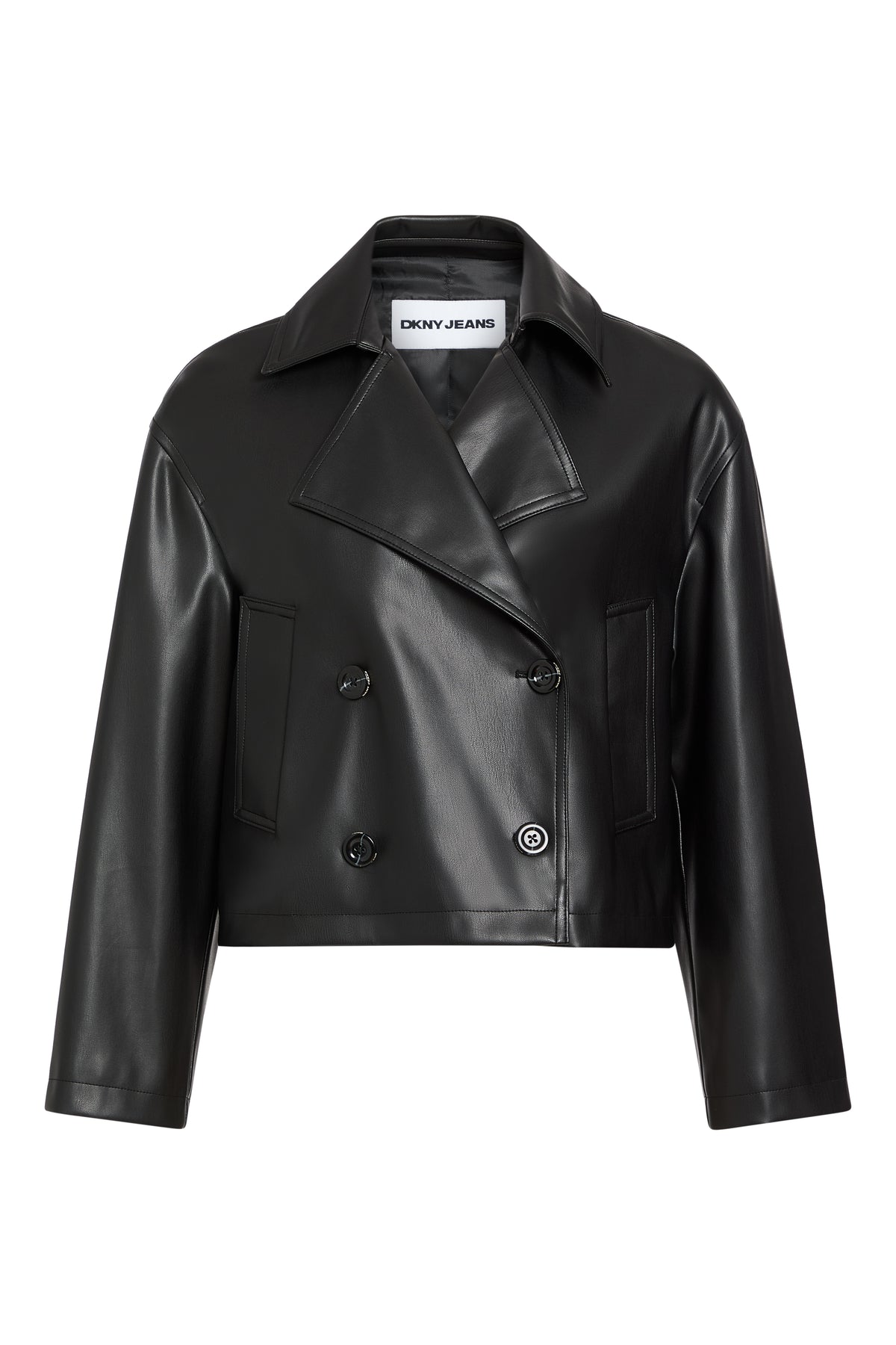 DOUBLE BREASTED FAUX LEATHER JACKET VIEW 2