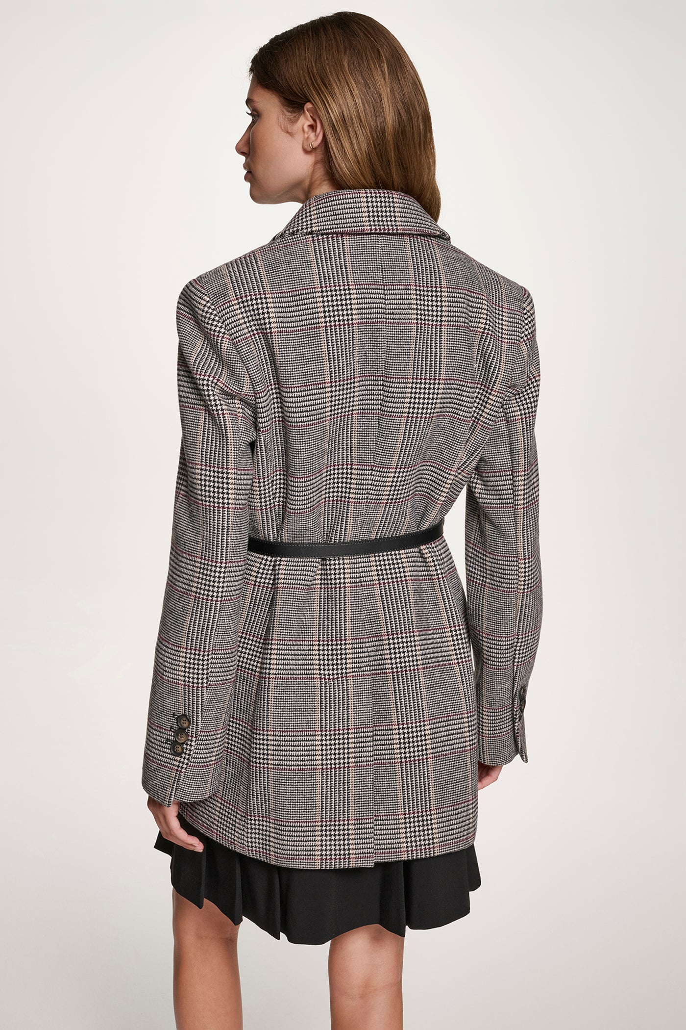 Plaid Combo PLAID JACKET WITH BELT, BACK VIEW | WOMENS COATS & JACKETS