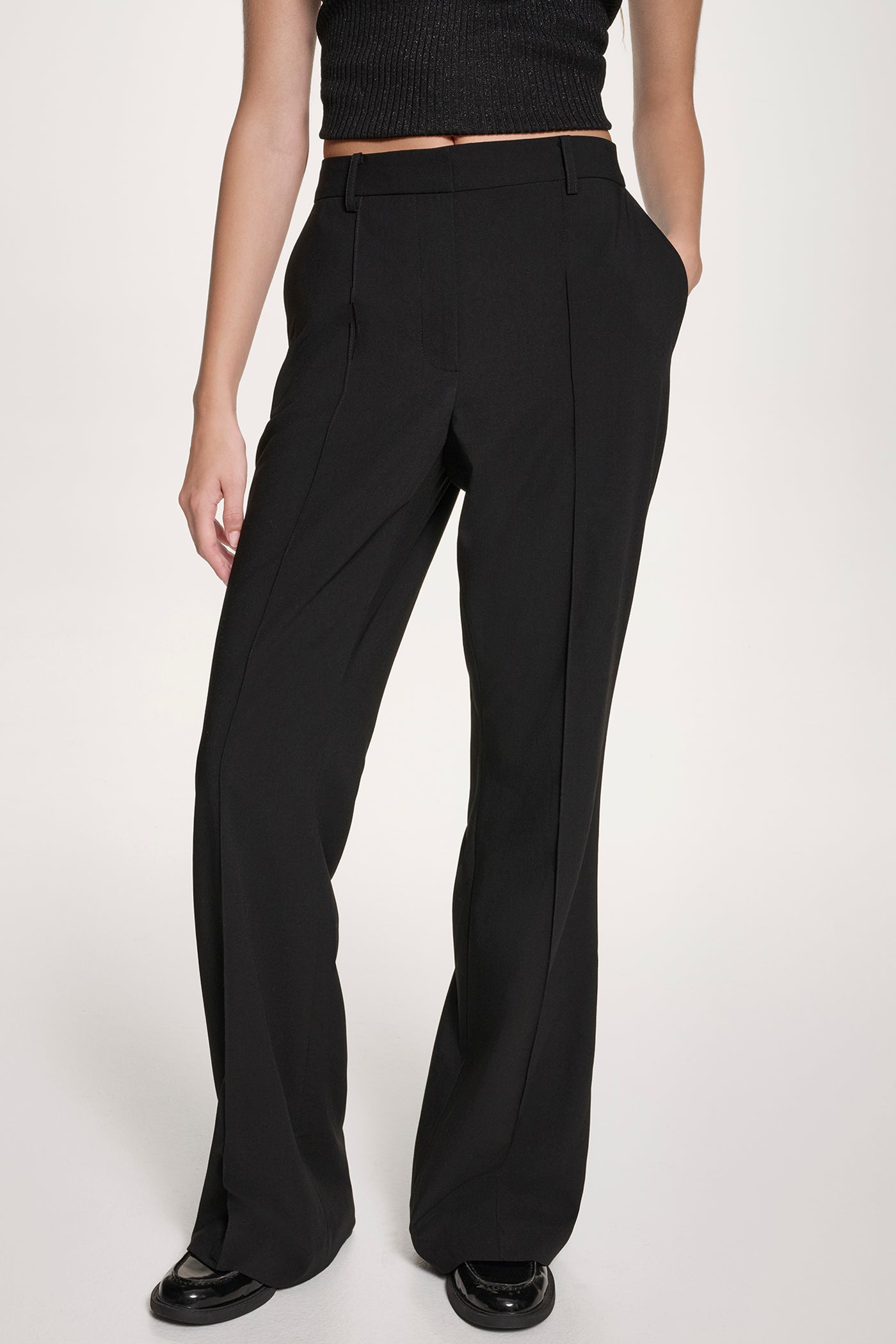 Black PINTUCK FIT AND FLARE, FRONT VIEW | Clothing
