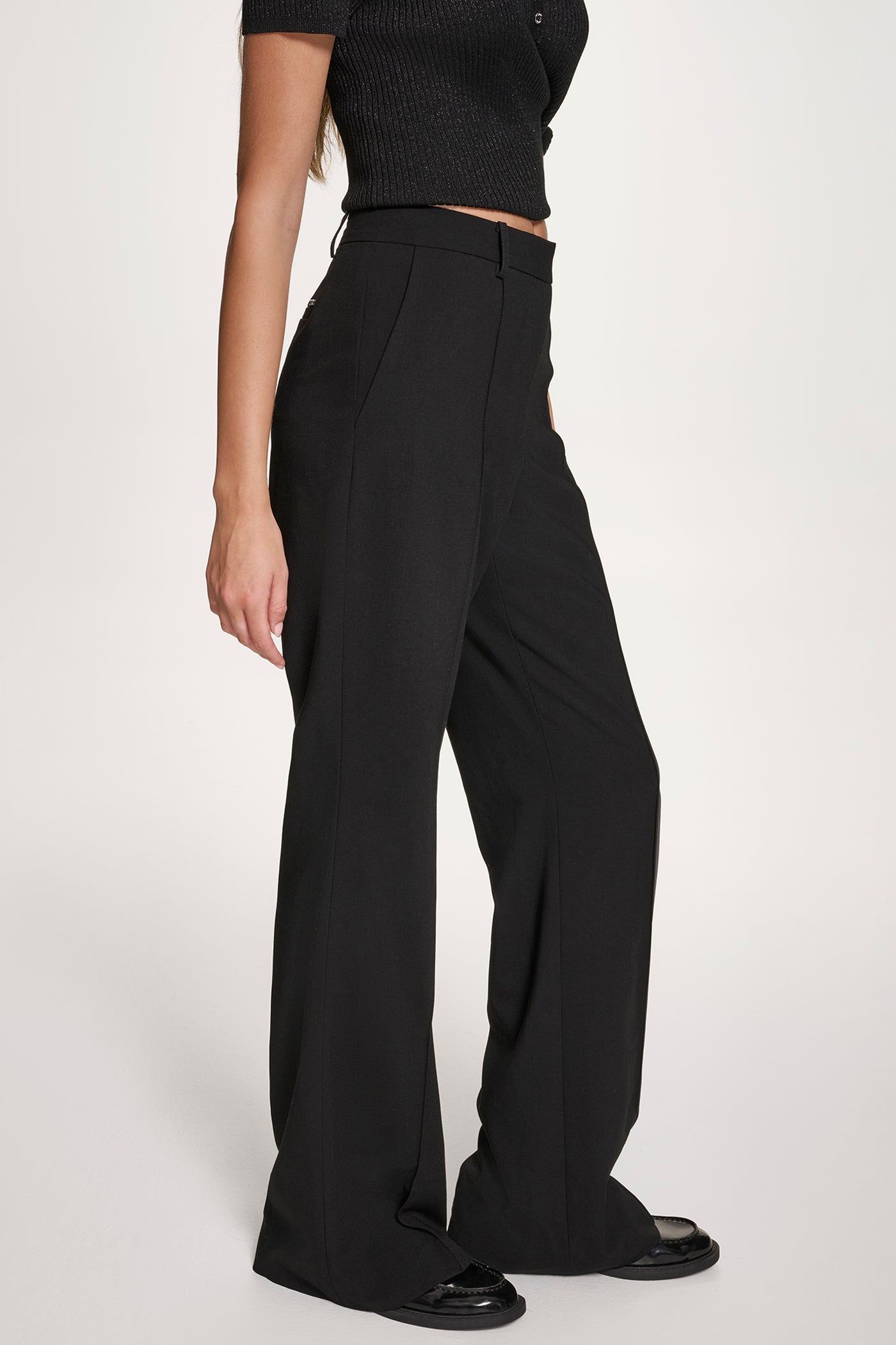 Black PINTUCK FIT AND FLARE, BACK VIEW | Clothing
