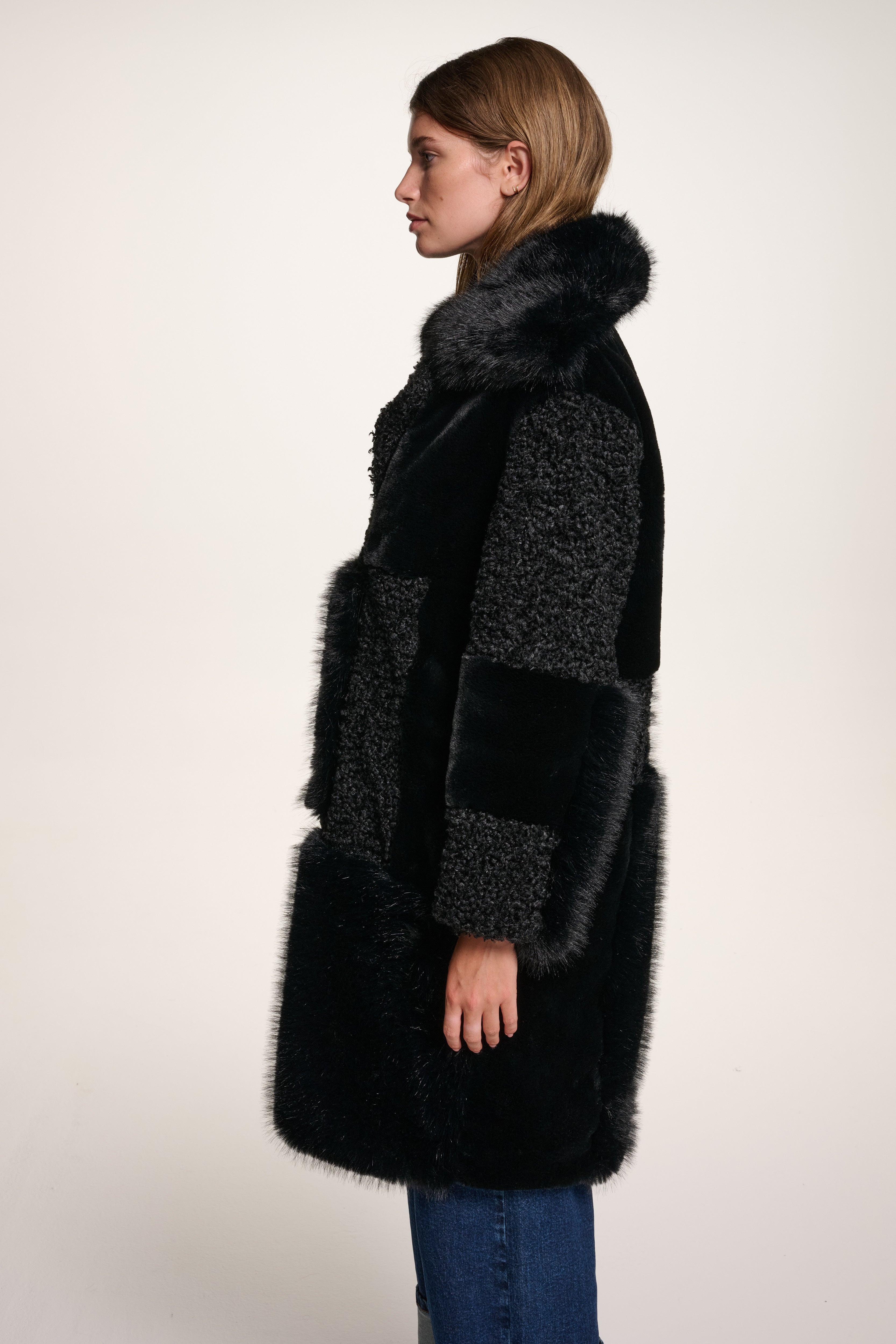 PATCHWORK FAUX FUR JACKET VIEW 3