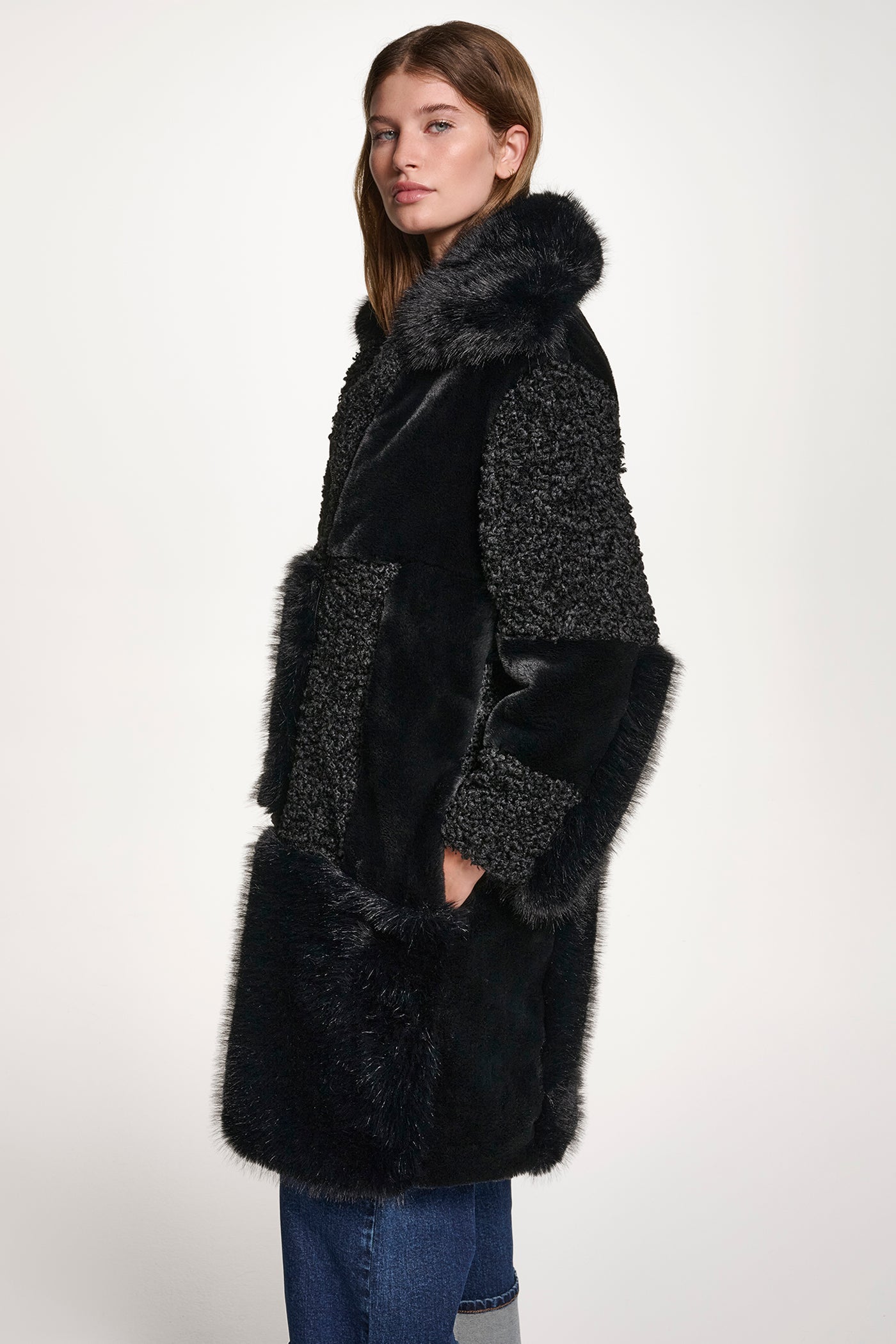 Patchwork Faux Fur Jacket | Faux Fur | DKNY