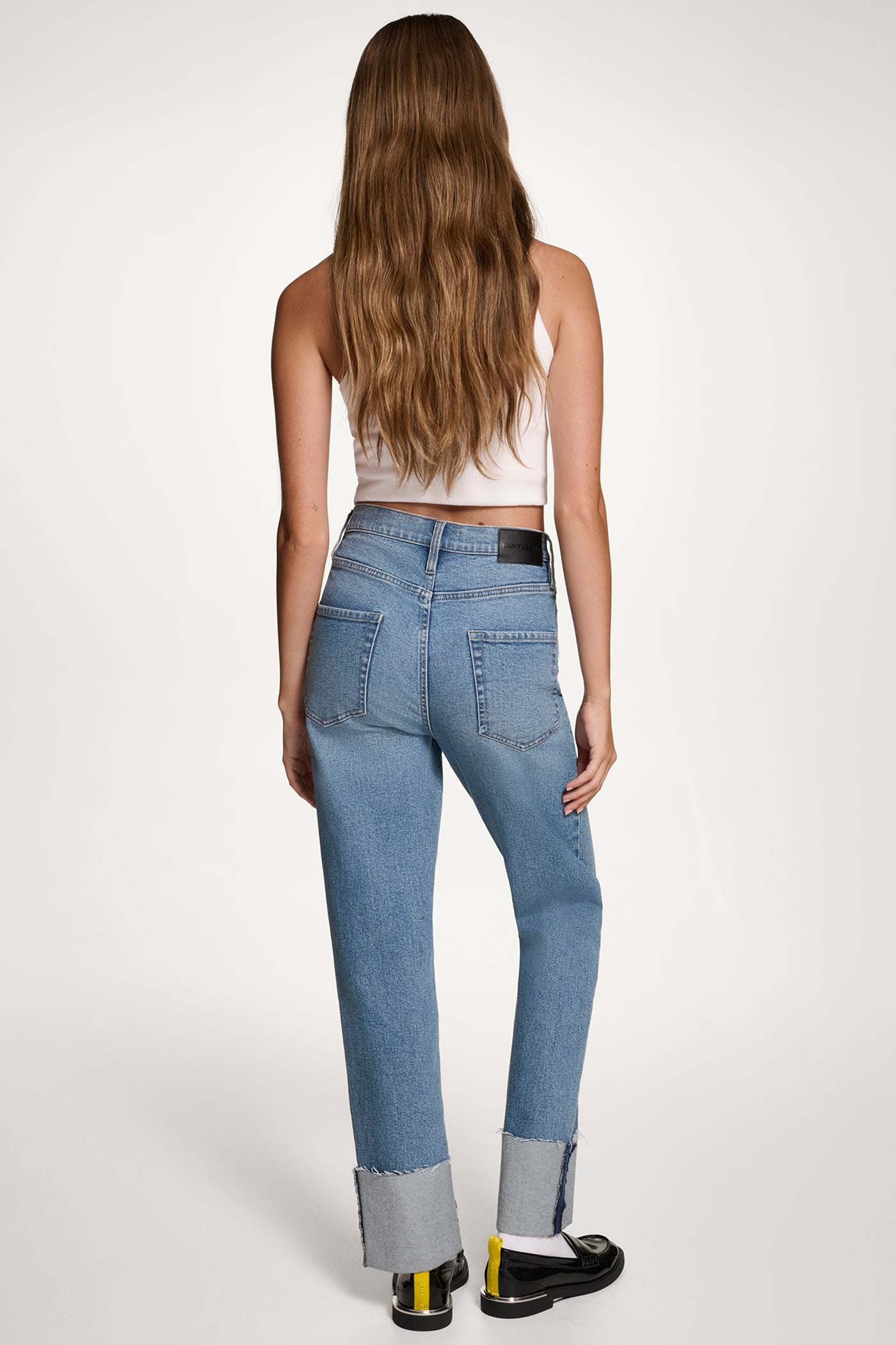 WEST SIDE HIGH-RISE RAW-EDGE CUFFED STRAIGHT-LEG JEANS, VIEW 2 | Fall Collection
