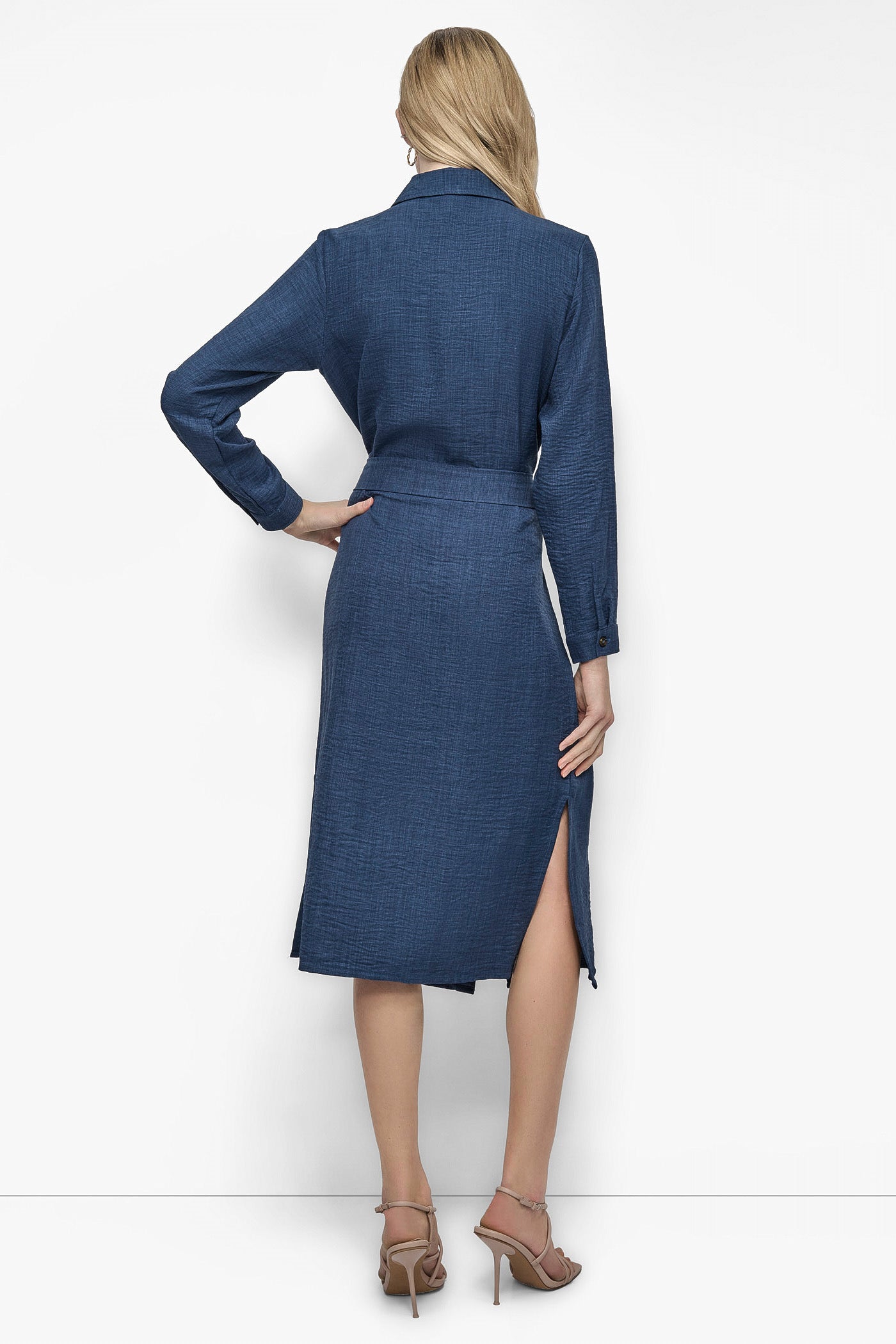 DENIM COLLARED BUTTON DRESS, BACK VIEW | SALE DRESSES