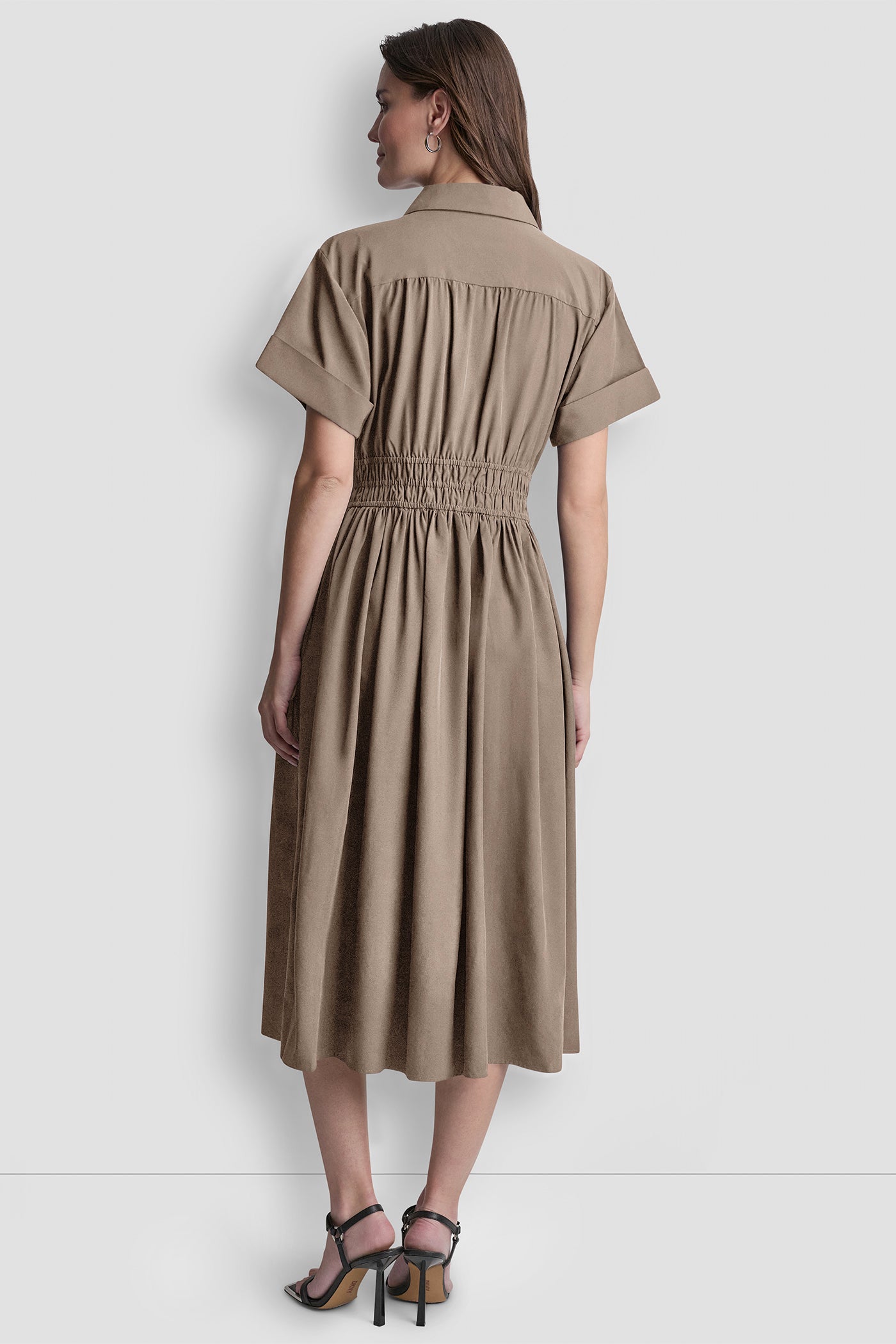 SMOCKED-WAIST COMMUTER DRESS VIEW 3 | Dresses & Jumpsuits