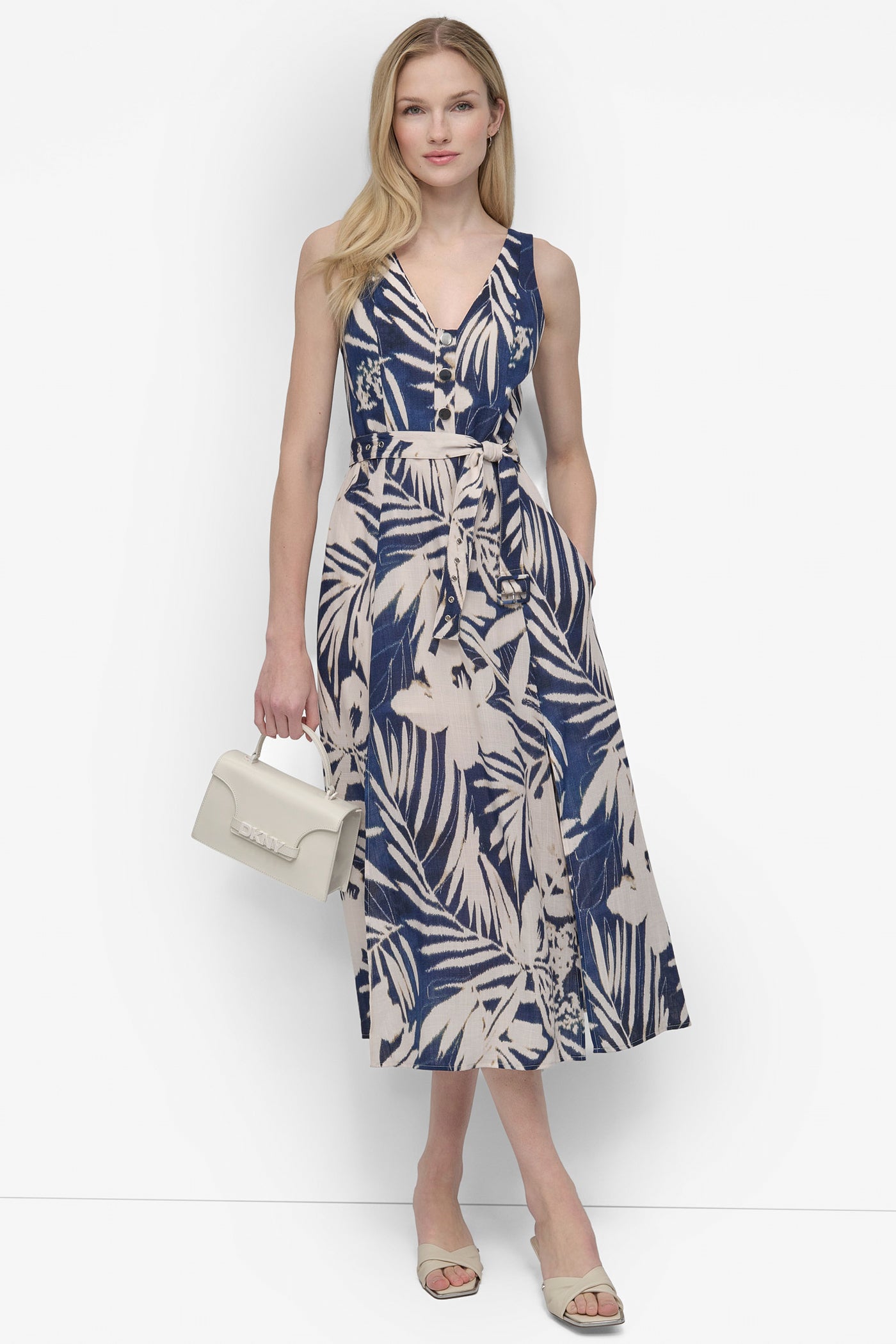 Belted Floral Midi Dress | DKNY
