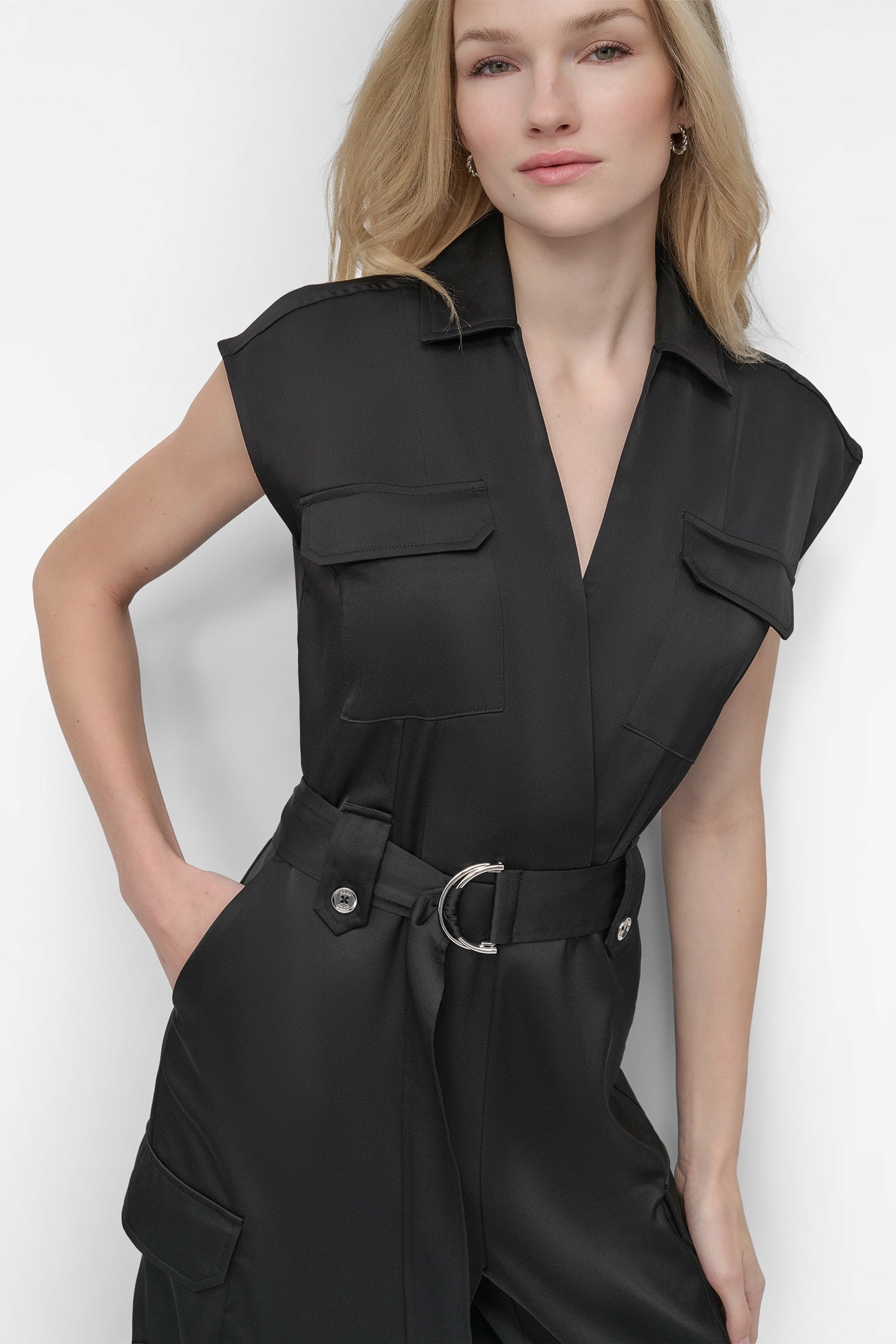 BELTED WRAP-EFFECT CARGO JUMPSUIT VIEW 5 | SALE DRESSES