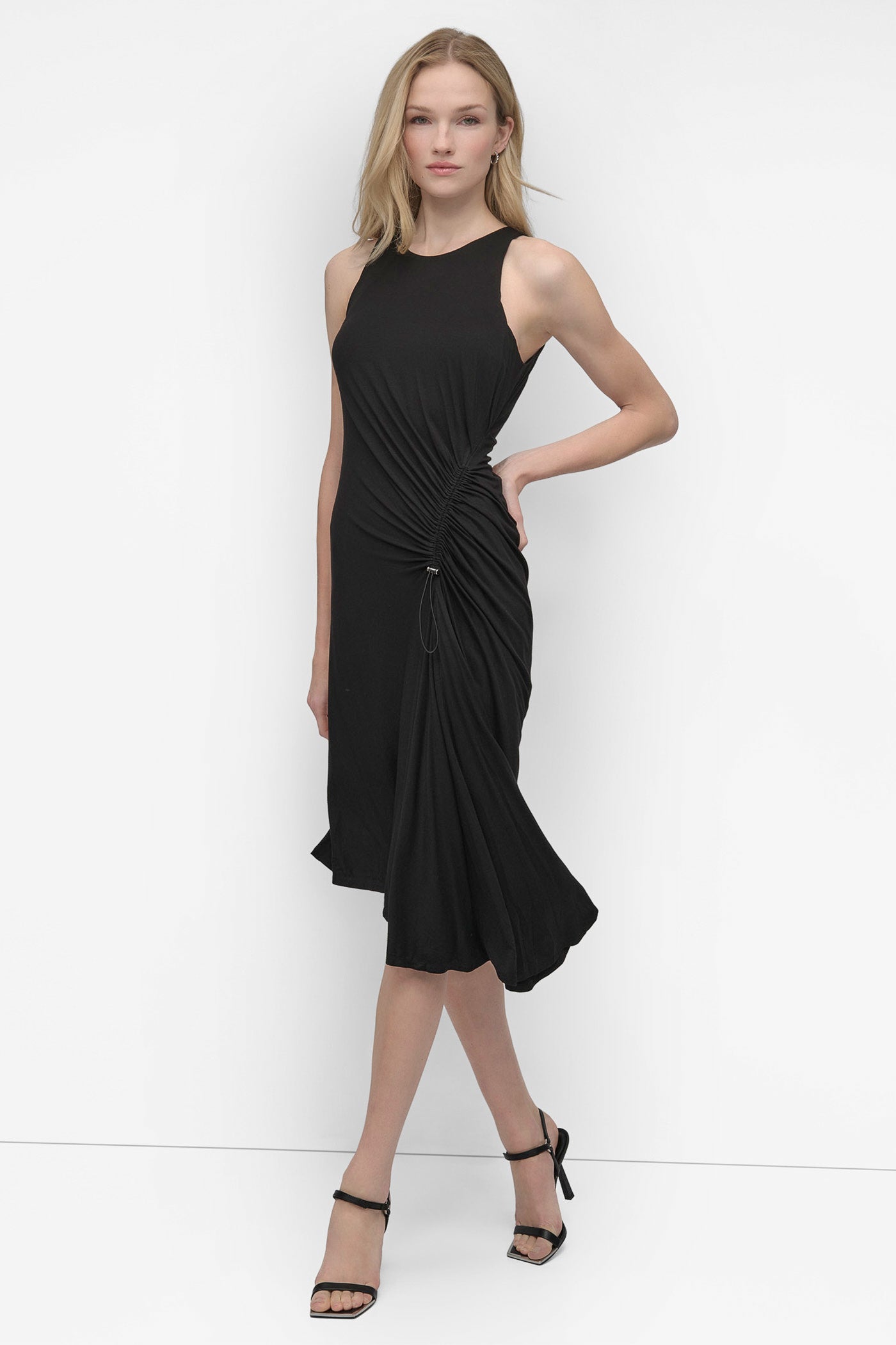 ASYMMETRIC FIT & FLARE MIDI DRESS VIEW 3 | SALE DRESSES