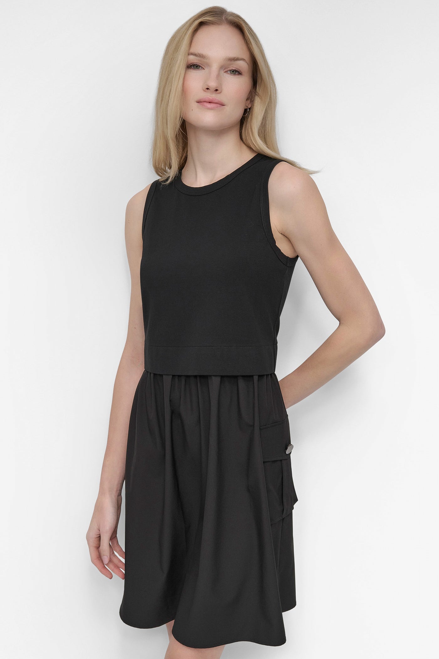 MIXED MEDIA CARGO A-LINE DRESS VIEW 4 | SALE DRESSES