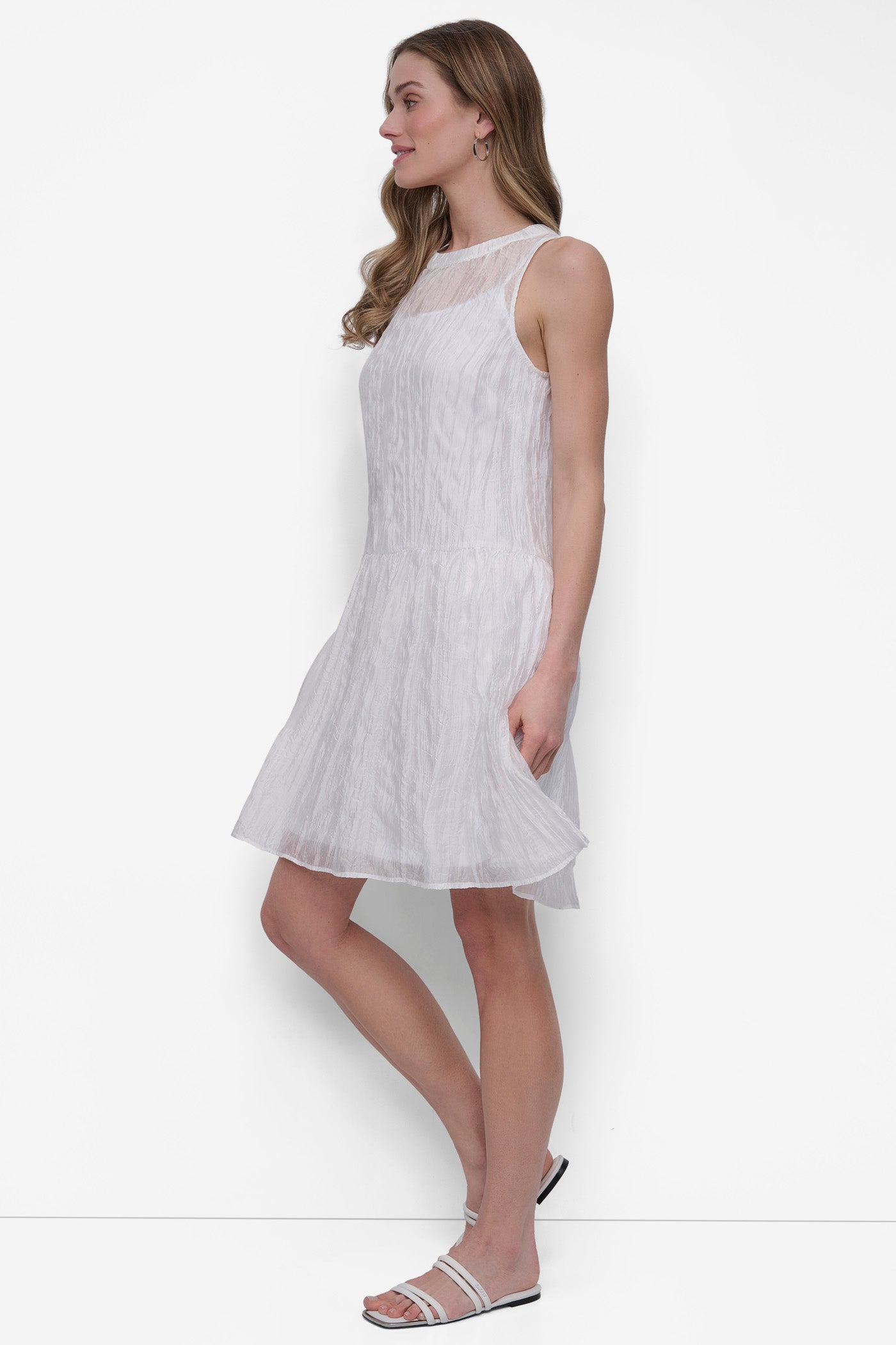 LAYERED DROP WAIST TRAPEZE DRESS VIEW 3