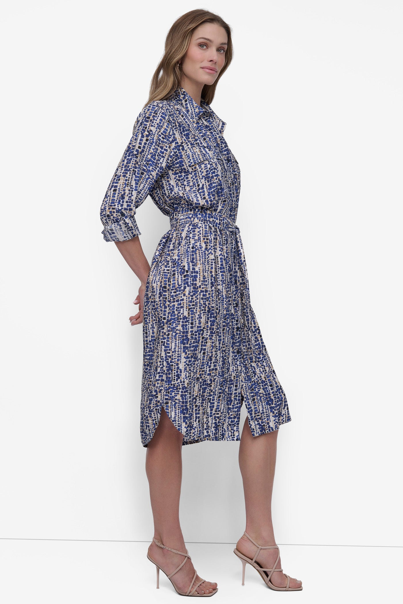 BELTED TIERED MIDI SHIRT DRESS VIEW 6 | SALE DRESSES