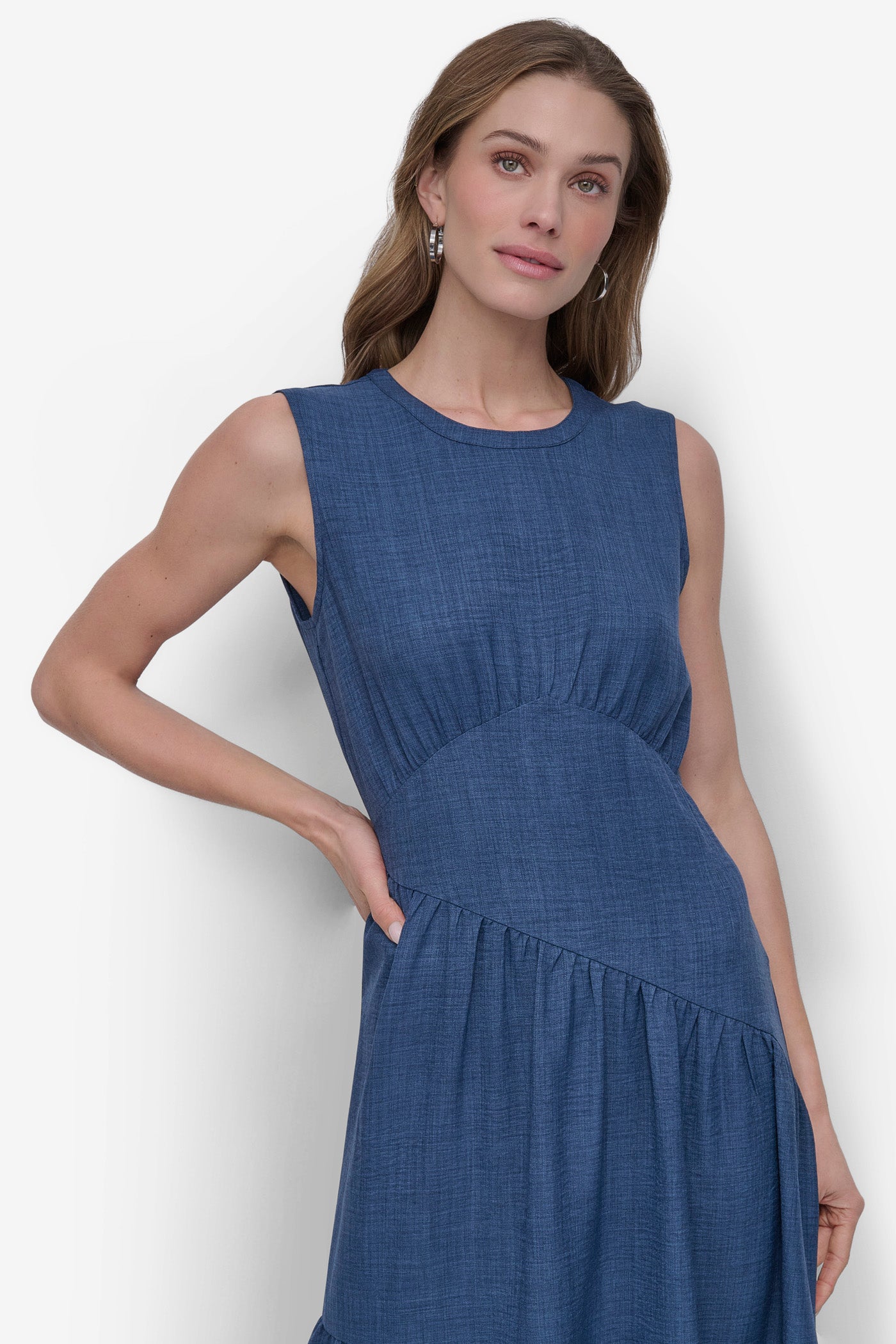 TIERED ASYMMETRIC MAXI DRESS VIEW 4 | Denim Destination