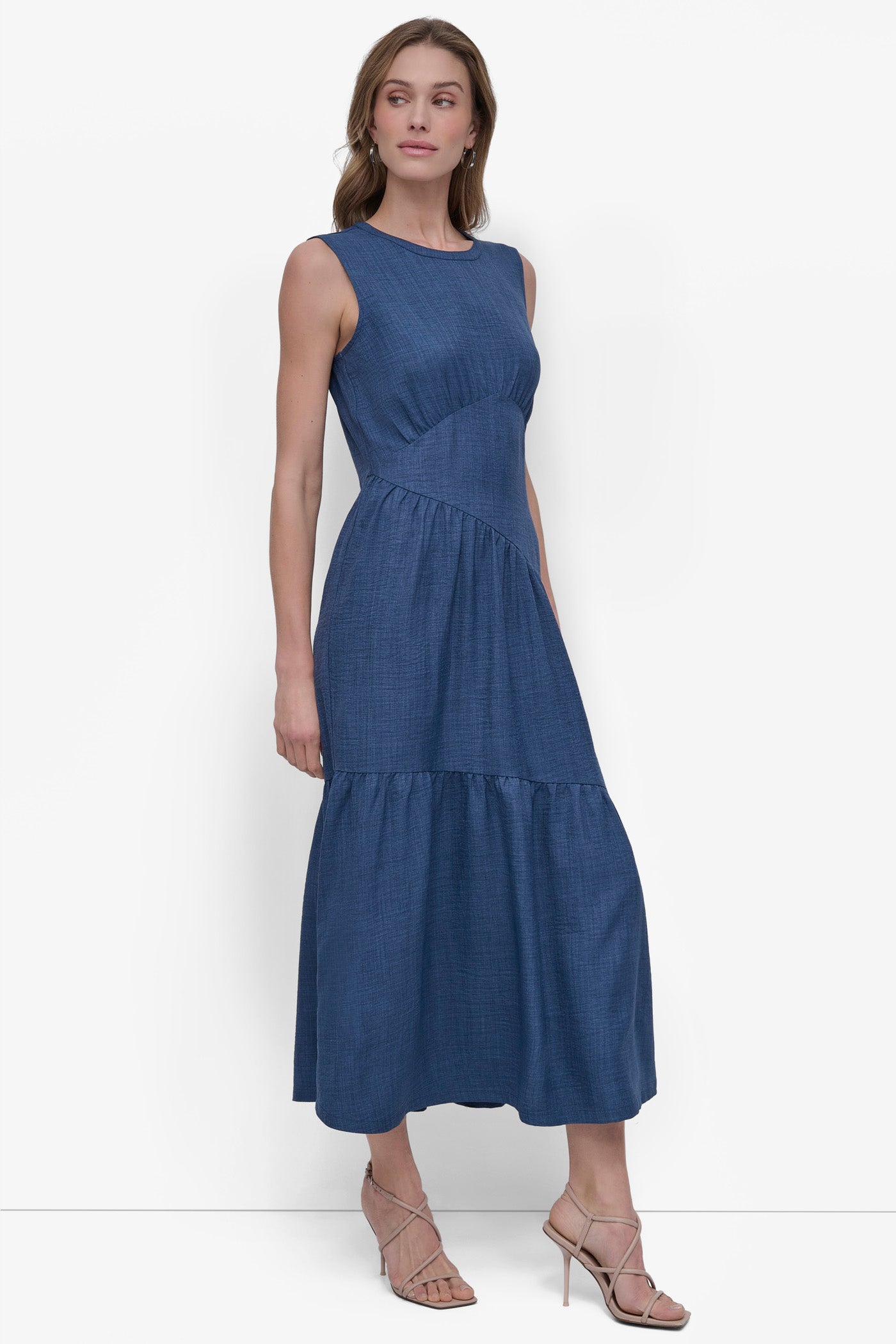 TIERED ASYMMETRIC MAXI DRESS VIEW 3 | Denim Destination