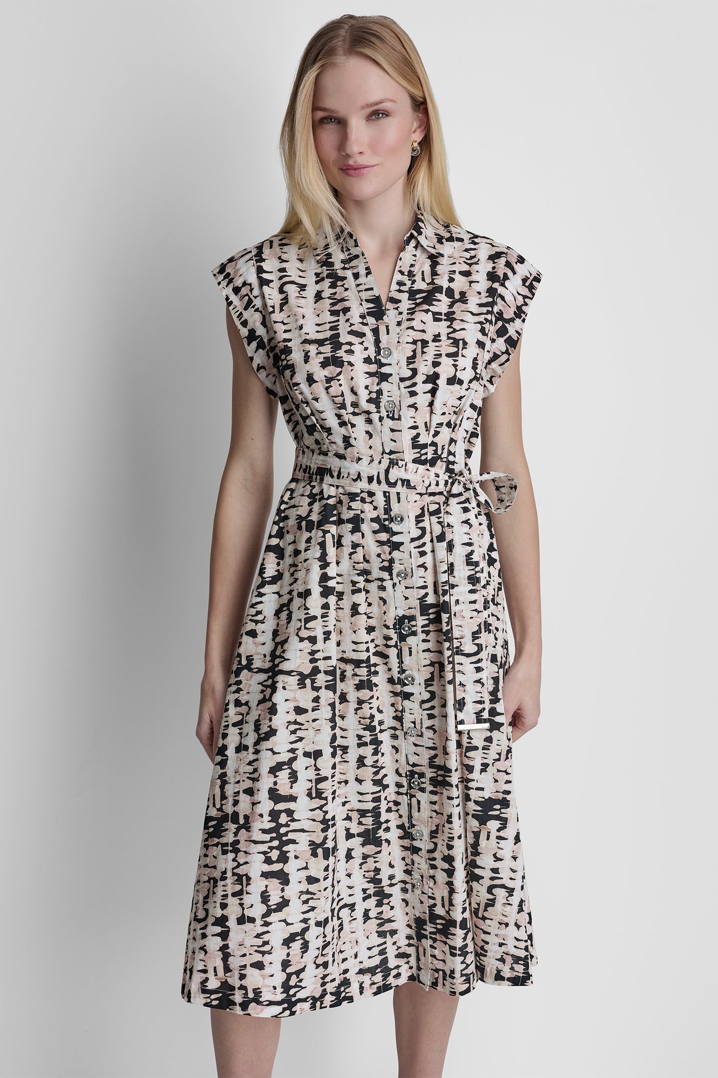 Cap Sleeve Midi Shirt Dress | Fit and Flare Cap Sleeve Midi Shirt Dress | Fit and Flare