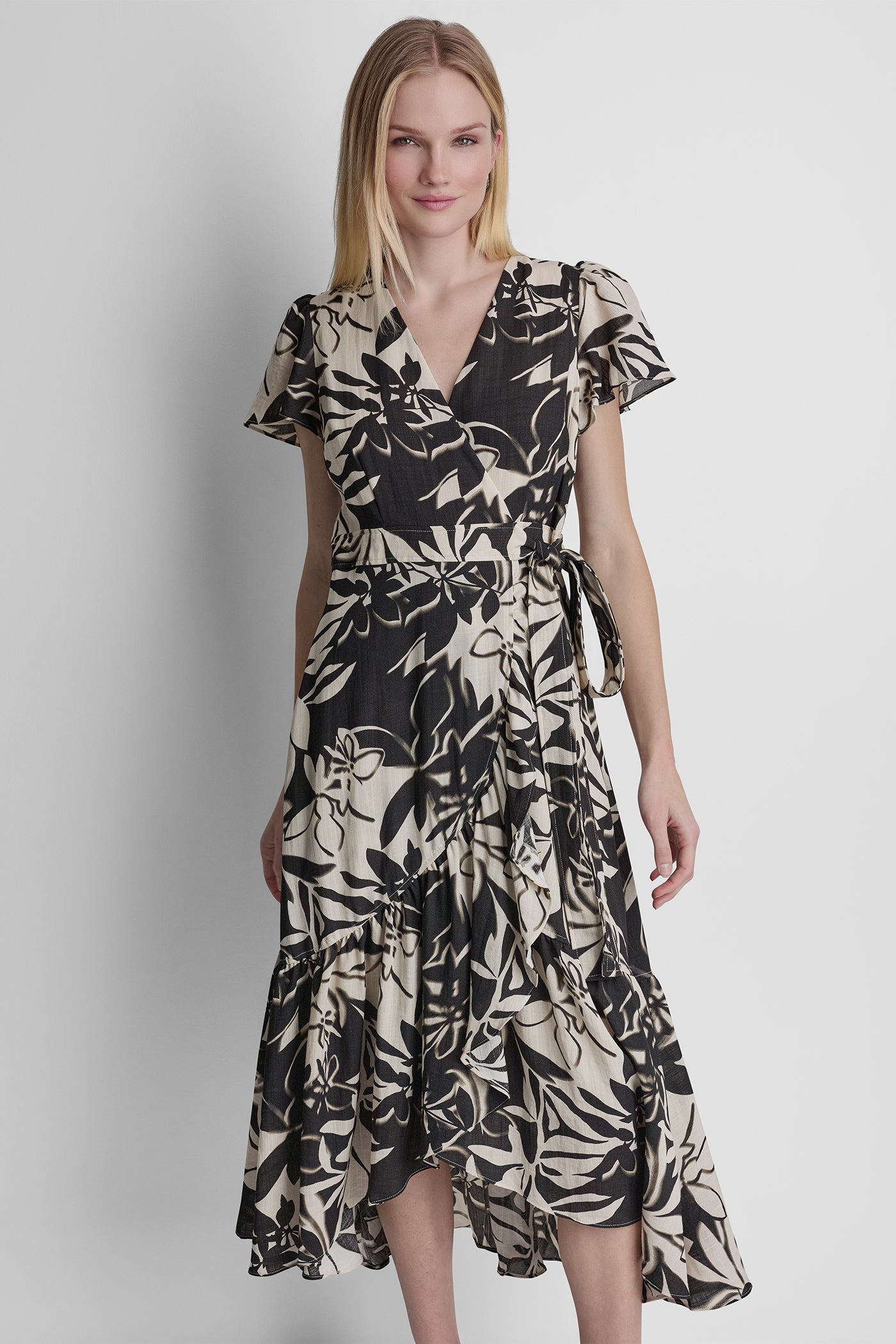 WRAP-EFFECT MIDI DRESS VIEW 4