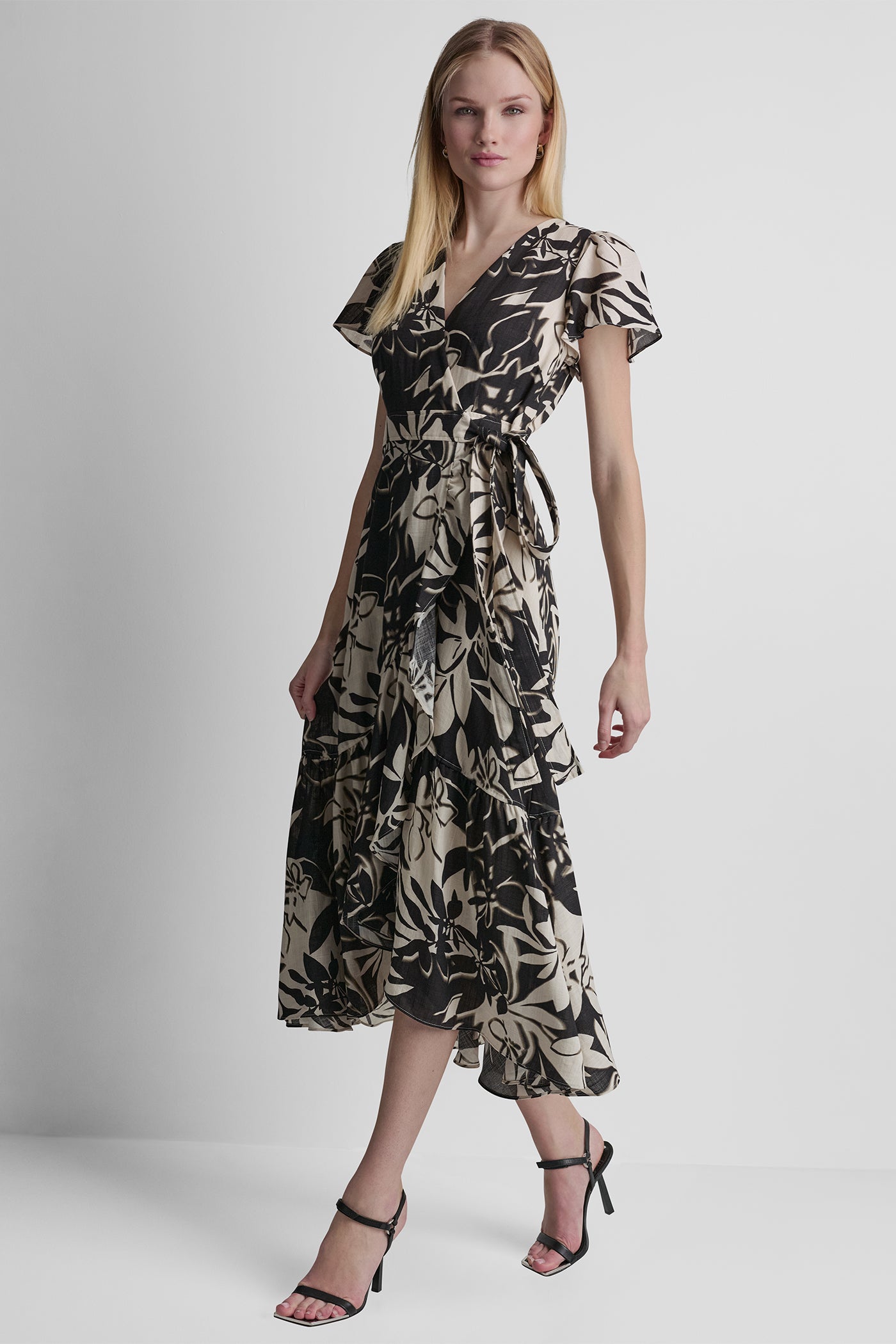 WRAP-EFFECT MIDI DRESS VIEW 3