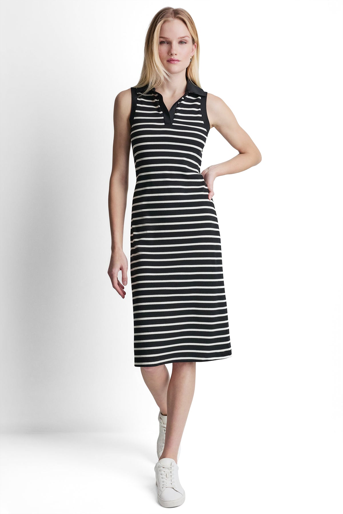 SLEEVELESS MIDI SHIFT DRESS VIEW 2