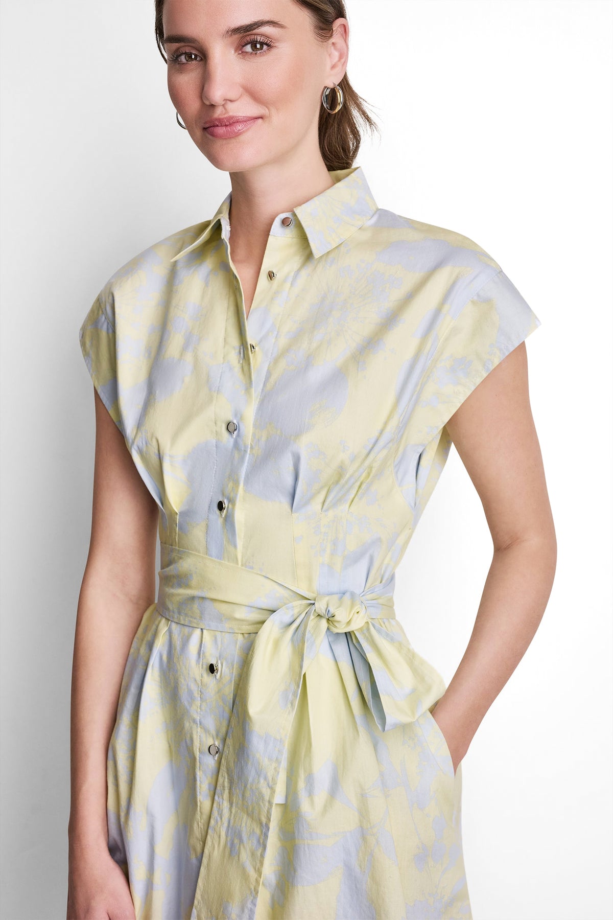COTTON CAP SLEEVE MINI SHIRT DRESS View 2 | Dresses Under $100