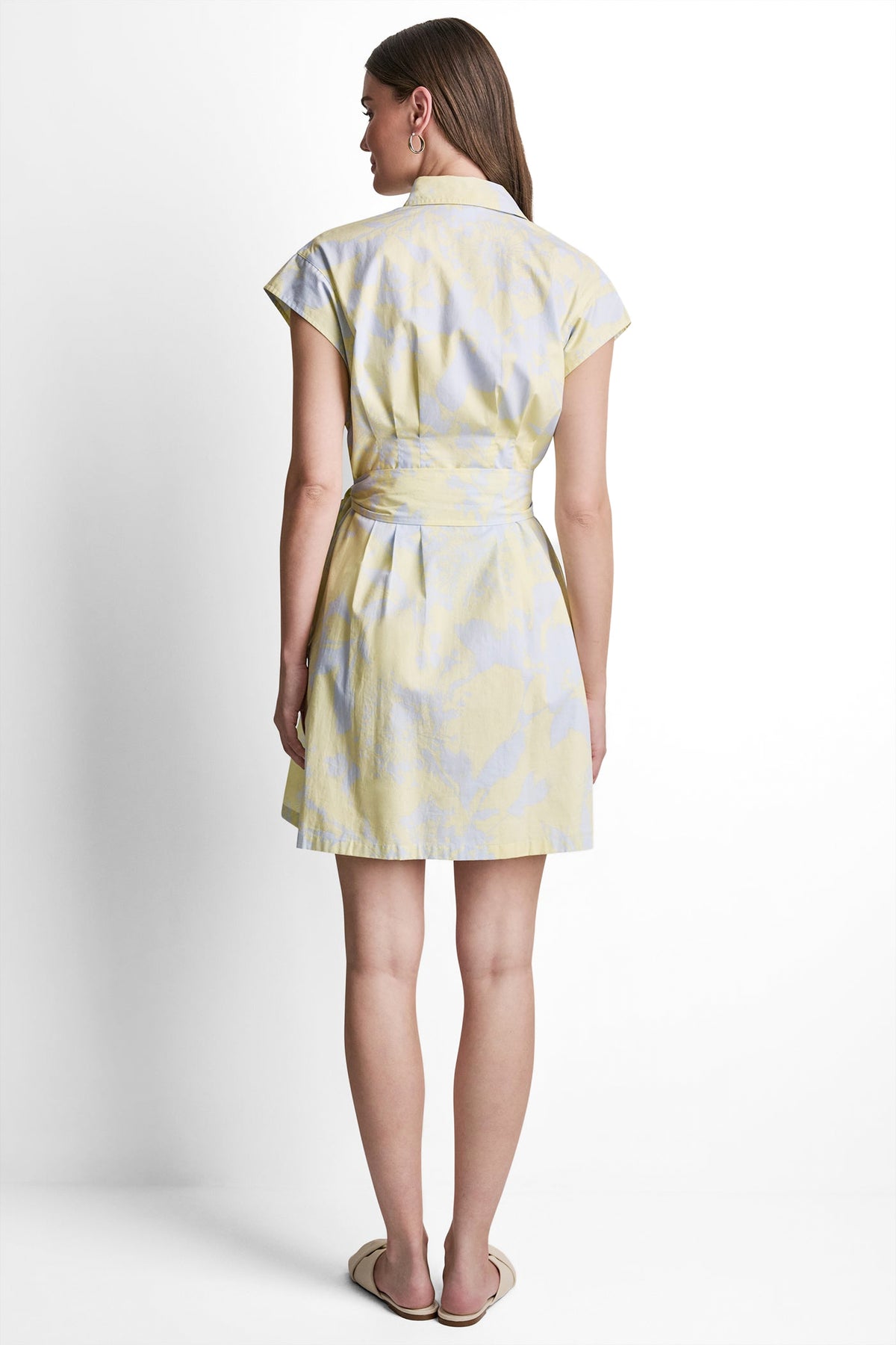 COTTON CAP SLEEVE MINI SHIRT DRESS VIEW 2