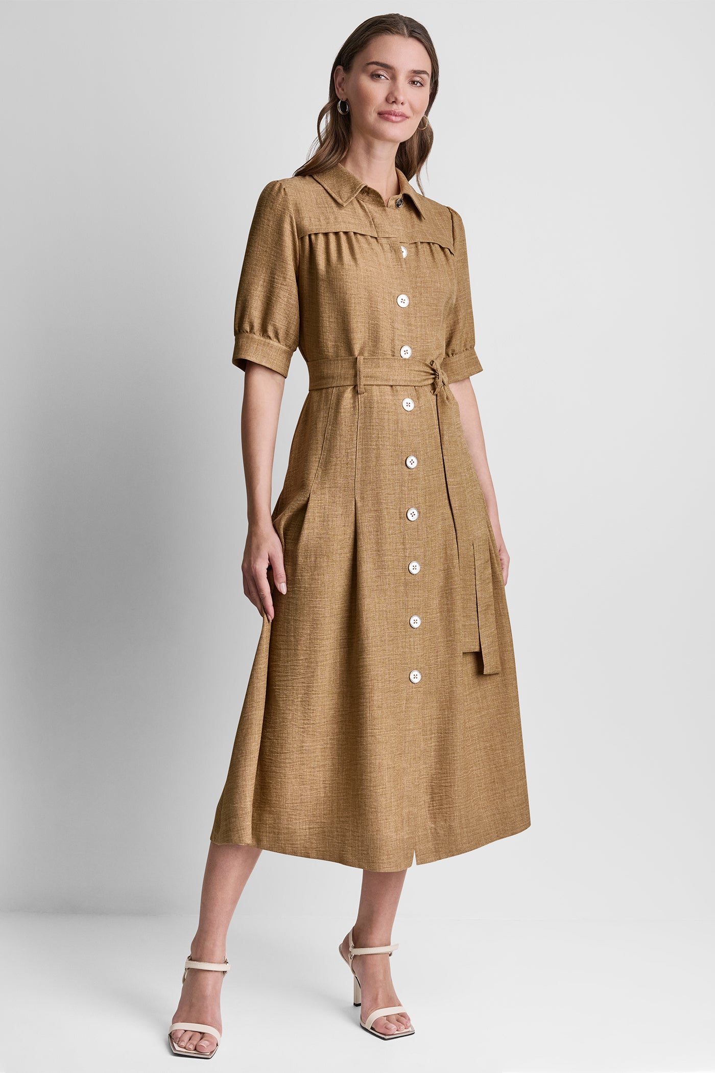 PLEATED MIDI SHIRT DRESS VIEW 6 | MIDI DRESSES