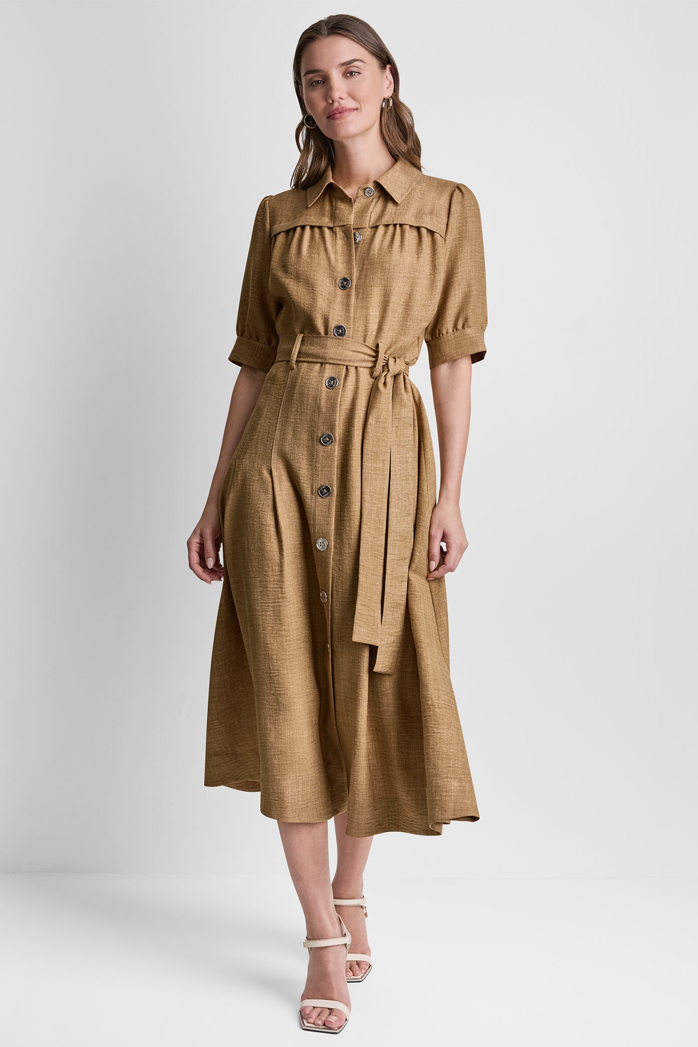PLEATED MIDI SHIRT DRESS VIEW 5 | MIDI DRESSES