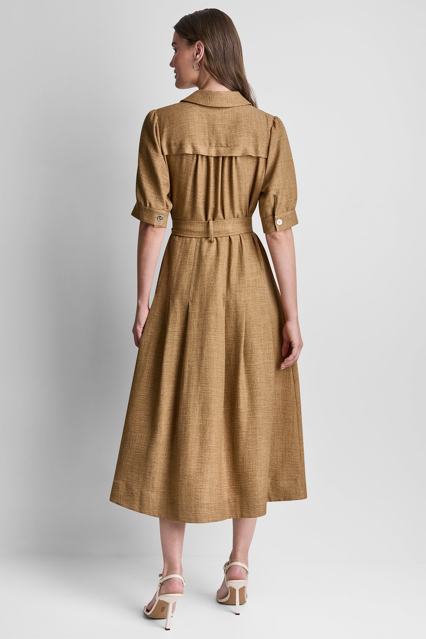 PLEATED MIDI SHIRT DRESS VIEW 4 | MIDI DRESSES