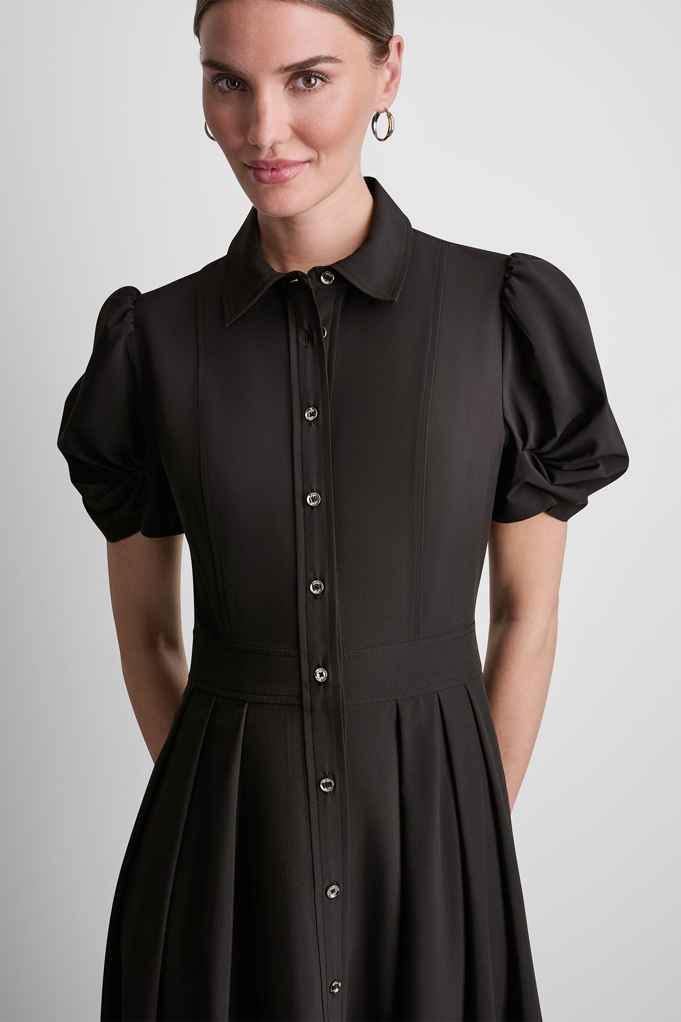 PUFF SLEEVE PLEATED MIDI SHIRT DRESS VIEW 5 | New Arrivals