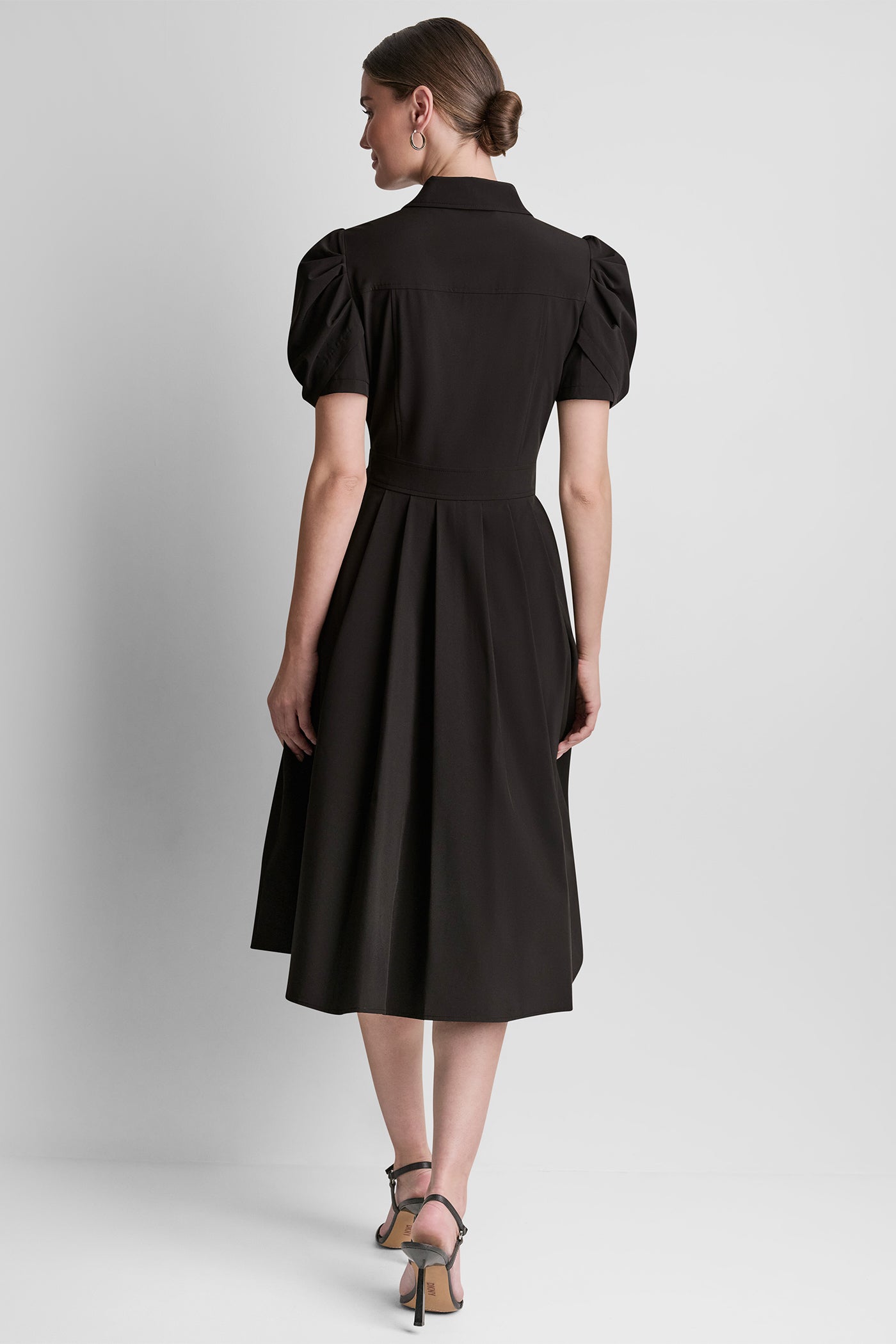 PUFF SLEEVE PLEATED MIDI SHIRT DRESS VIEW 3 | New Arrivals