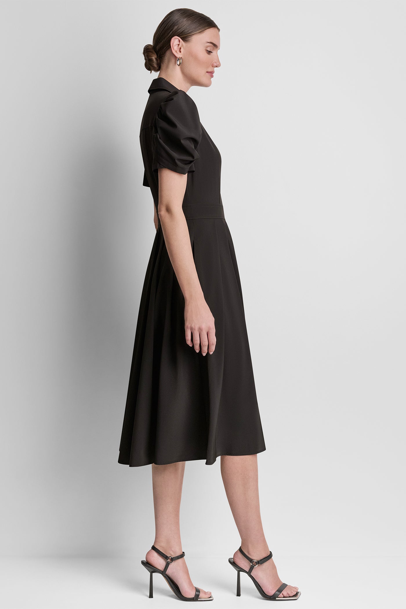 PUFF SLEEVE PLEATED MIDI SHIRT DRESS VIEW 4 | New Arrivals