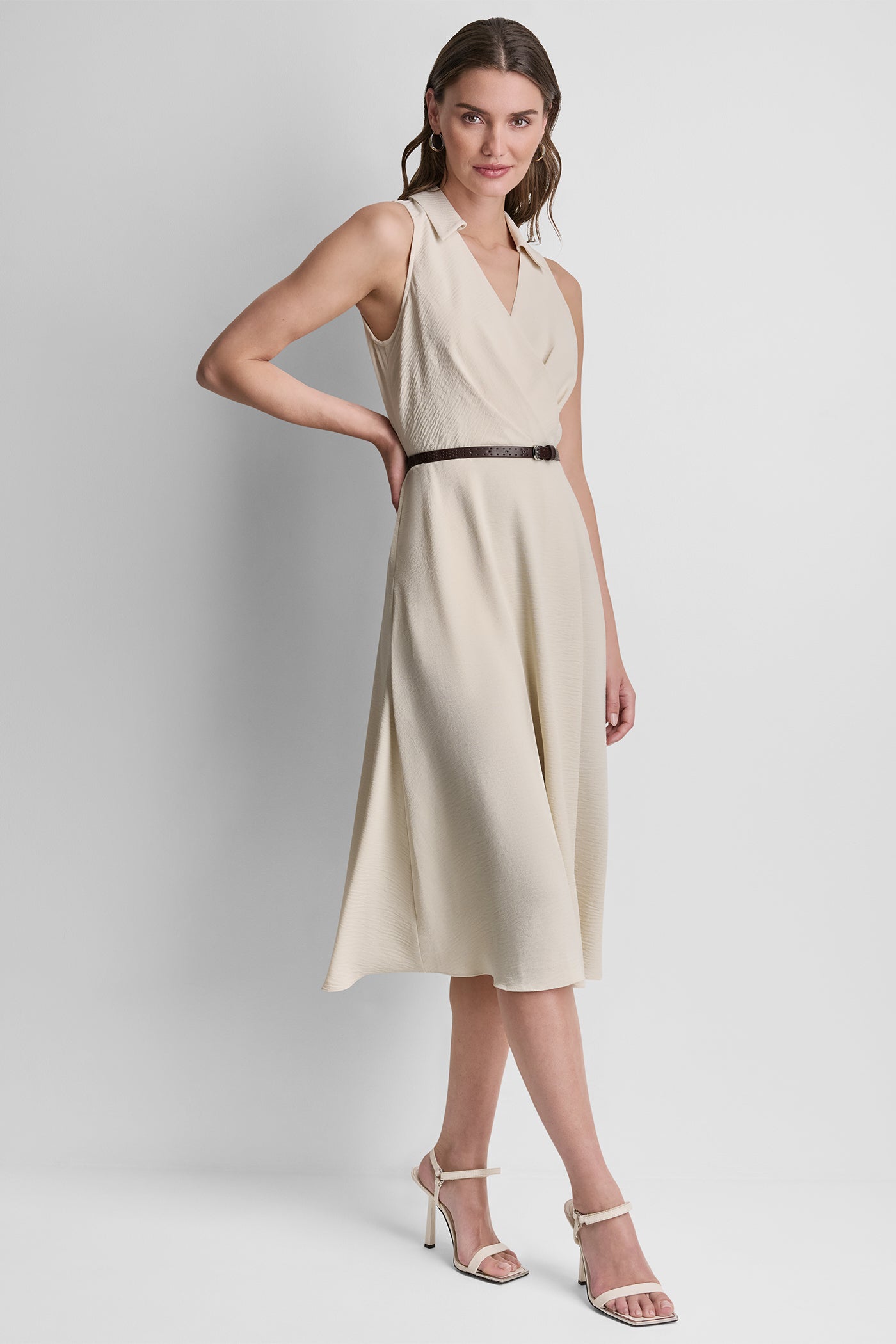 WRAP-EFFECT MIDI SHIRT DRESS VIEW 4 | MIDI DRESSES
