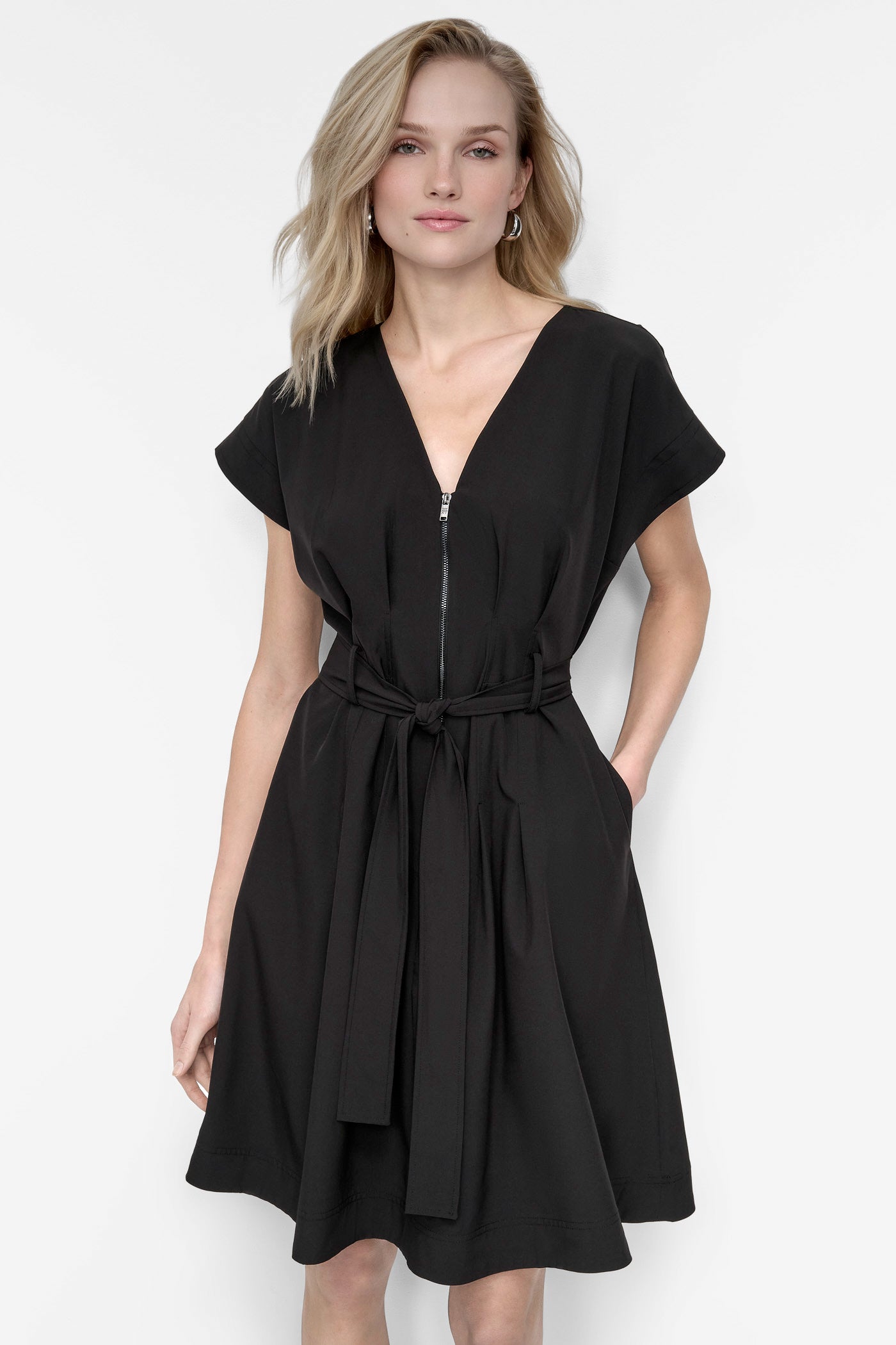 COMMUTER FIT & FLARE ZIP-FRONT DRESS VIEW 4 | SALE DRESSES
