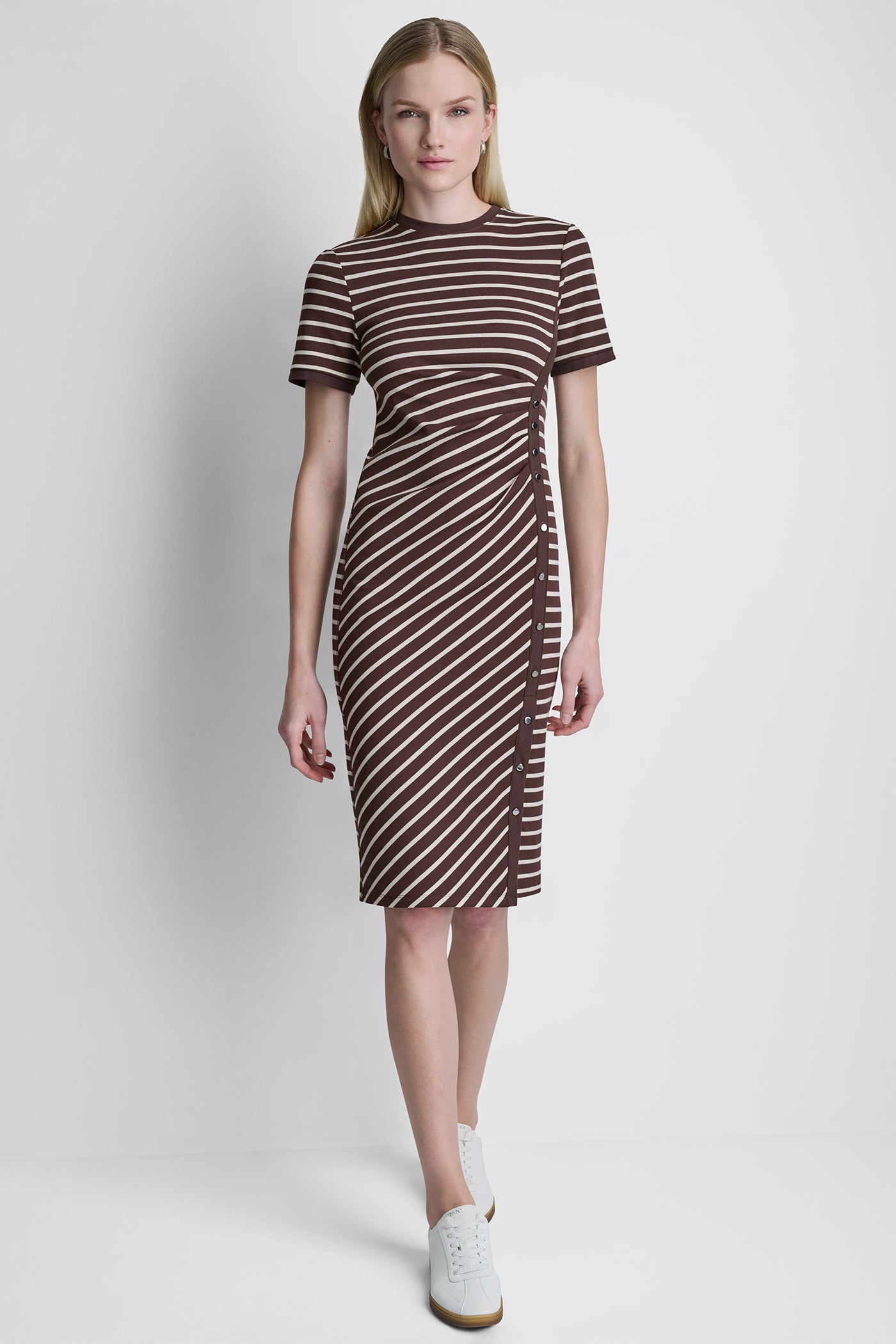 STRIPE MIDI SHEATH DRESS VIEW 5