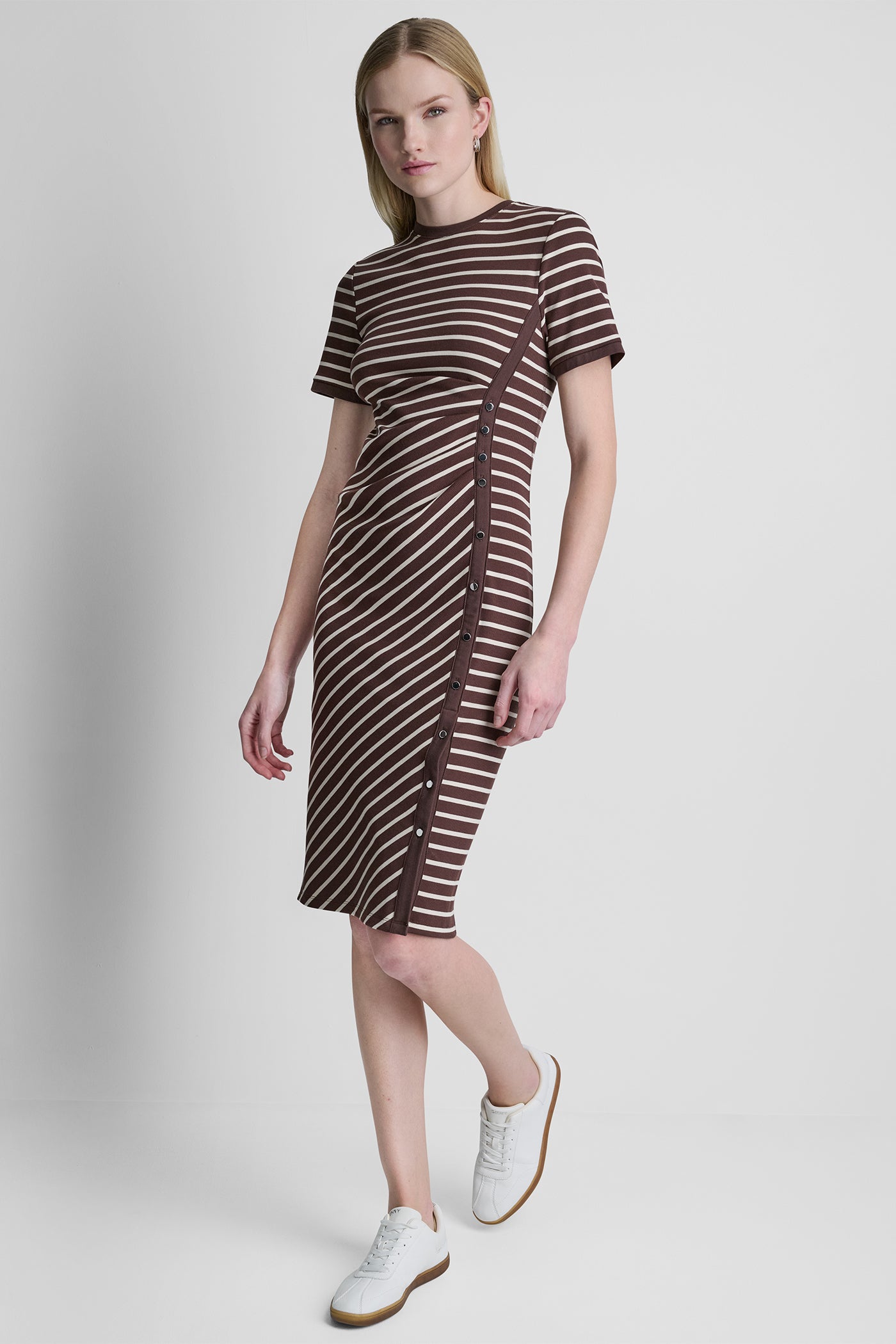 STRIPE MIDI SHEATH DRESS VIEW 4