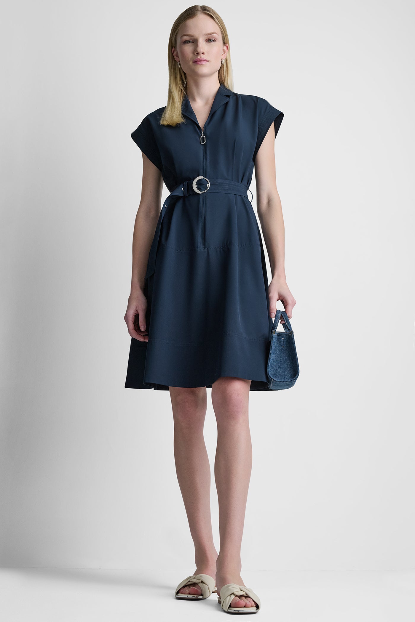 CAP SLEEVE ZIP-FRONT SHIRT DRESS VIEW 7 | Dresses & Jumpsuits