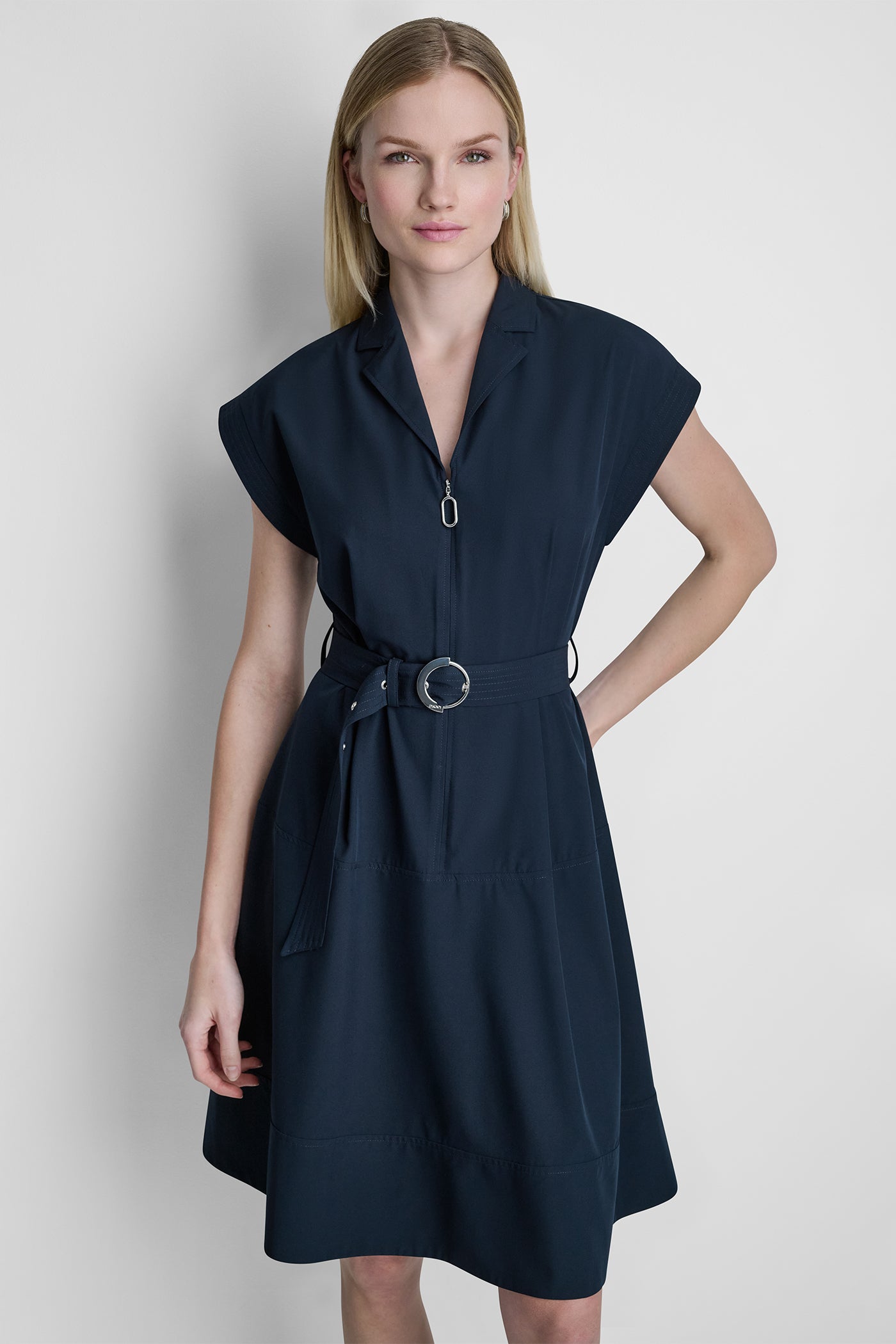 CAP SLEEVE ZIP-FRONT SHIRT DRESS VIEW 6 | Dresses & Jumpsuits