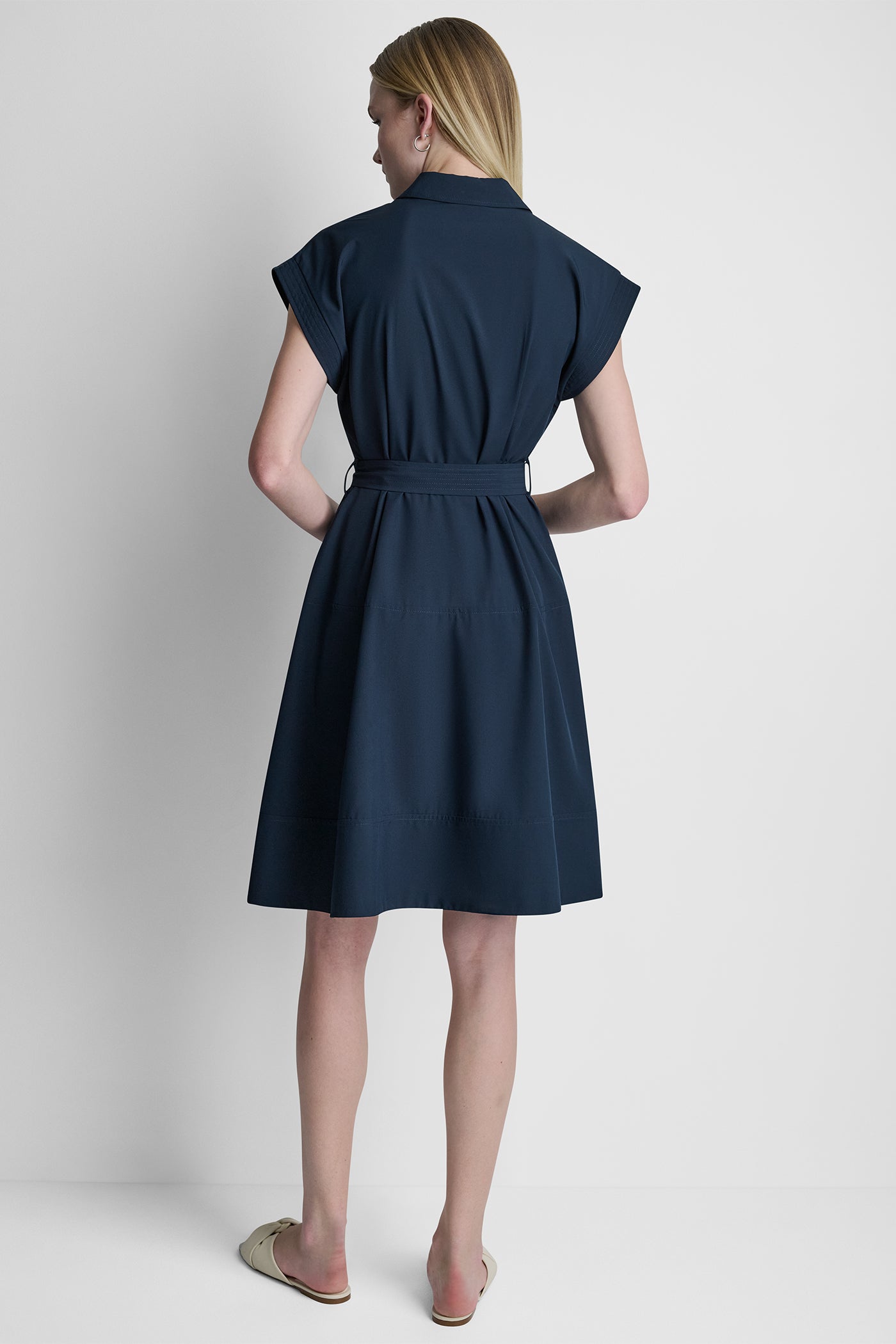 CAP SLEEVE ZIP-FRONT SHIRT DRESS VIEW 3 | Dresses & Jumpsuits