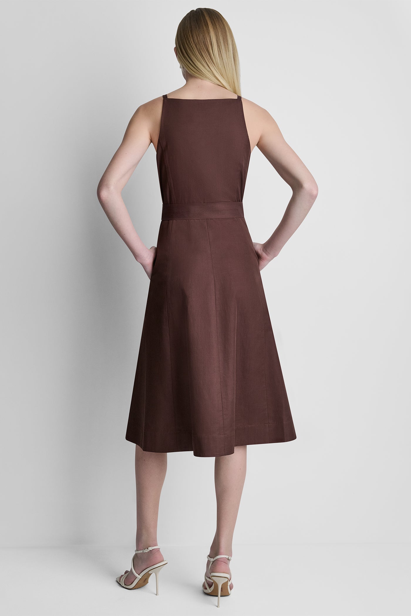 SLEEVELESS MIDI FIT & FLARE DRESS VIEW 3 | New Arrivals
