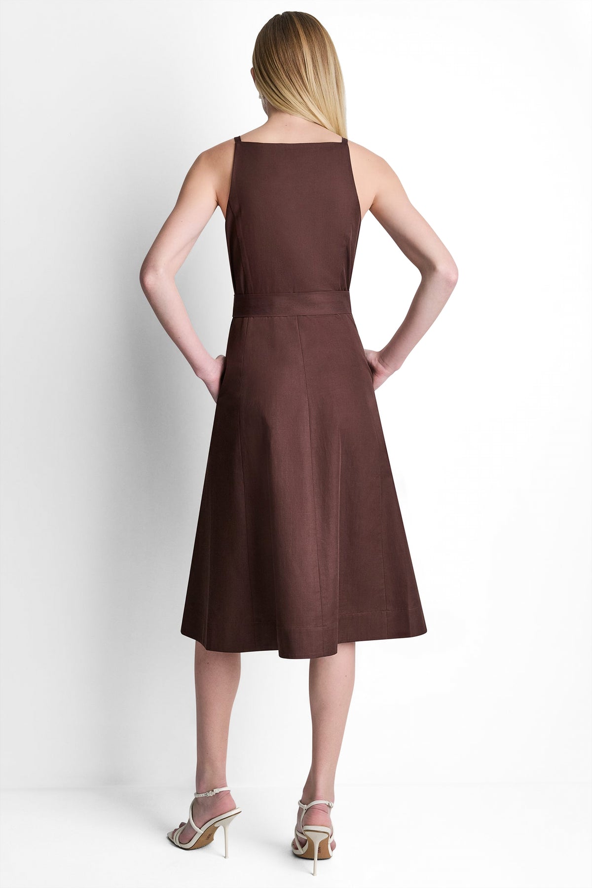 SLEEVELESS MIDI FIT & FLARE DRESS VIEW 2