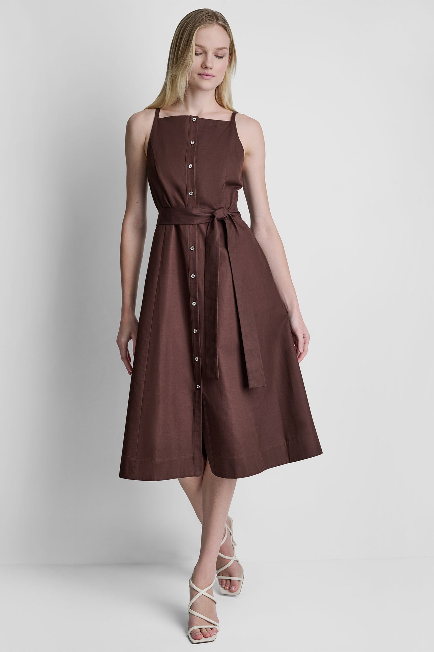 SLEEVELESS MIDI FIT & FLARE DRESS VIEW 5 | New Arrivals