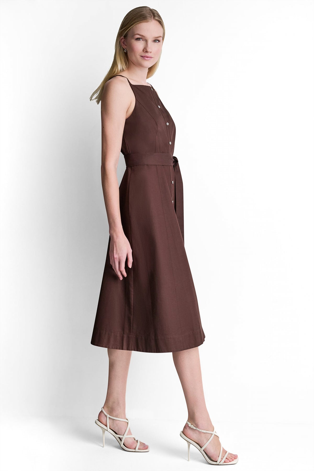 SLEEVELESS MIDI FIT & FLARE DRESS VIEW 2